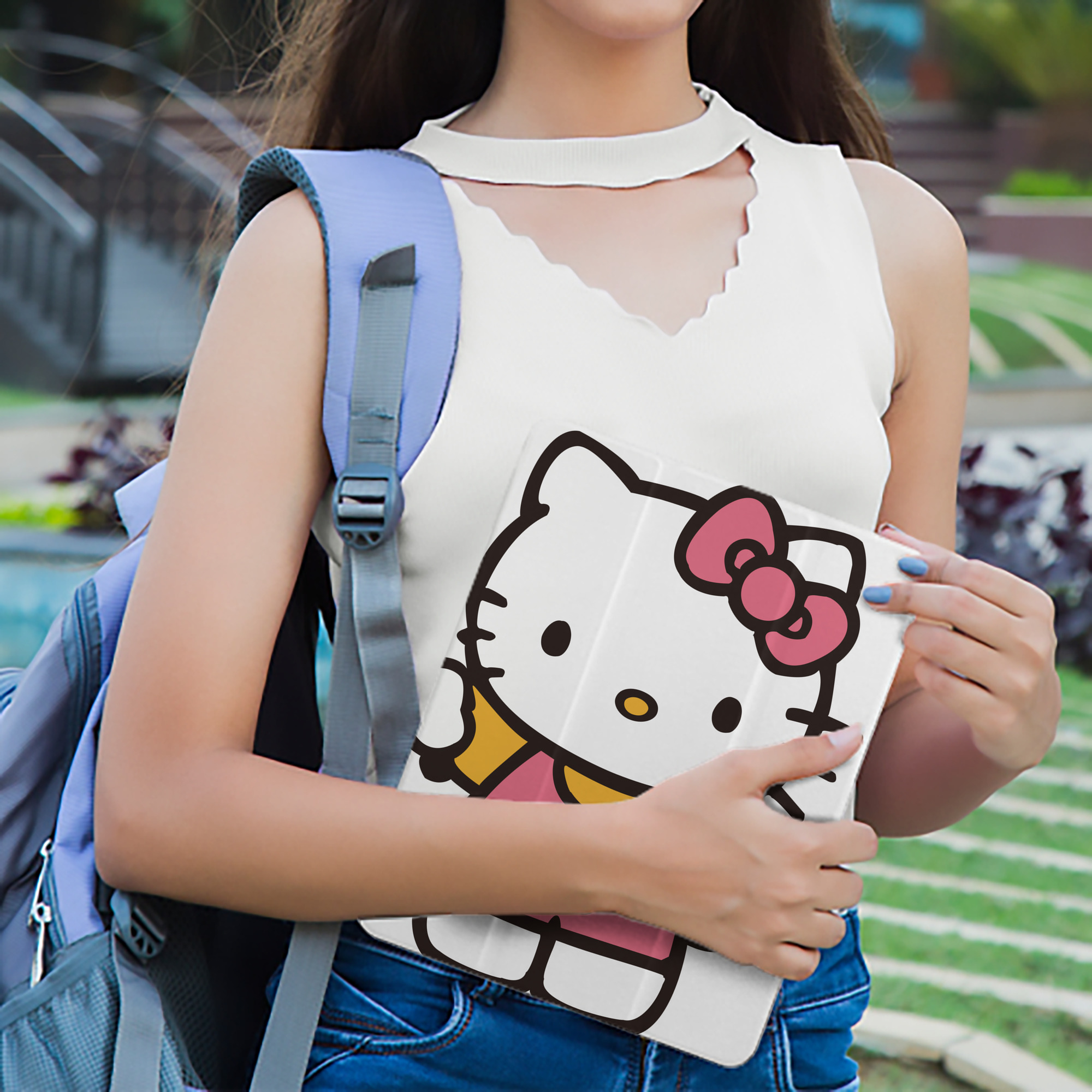 Hello Kitty ハローキティ IPad ケース ペン収納付き 三つ折りスタンド PUレザー×シリコン 対応機種9.5/10.5/10.9インチ