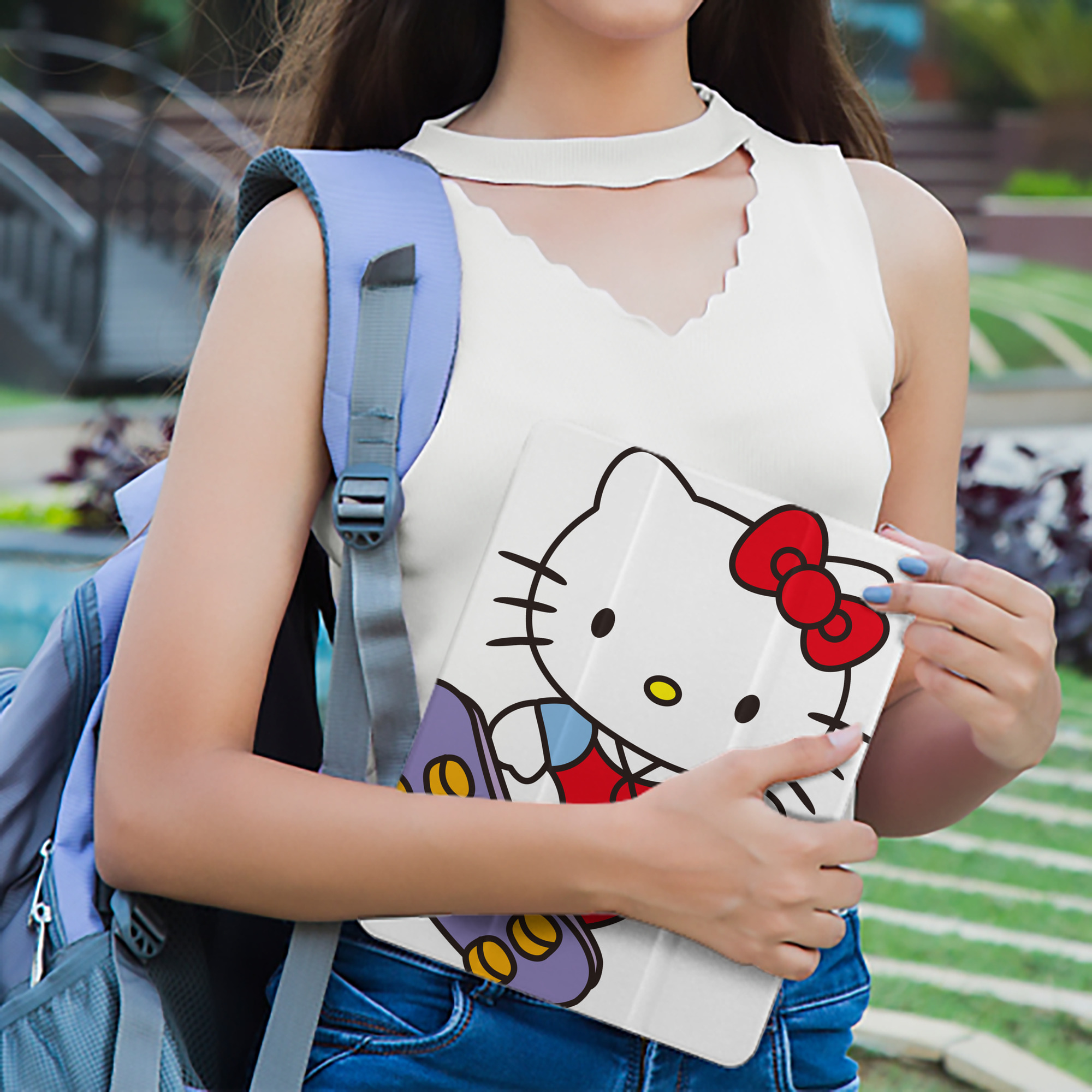 Hello Kitty ハローキティ IPad ケース ペン収納付き 三つ折りスタンド PUレザー×シリコン 対応機種9.5/10.5/10.9インチ