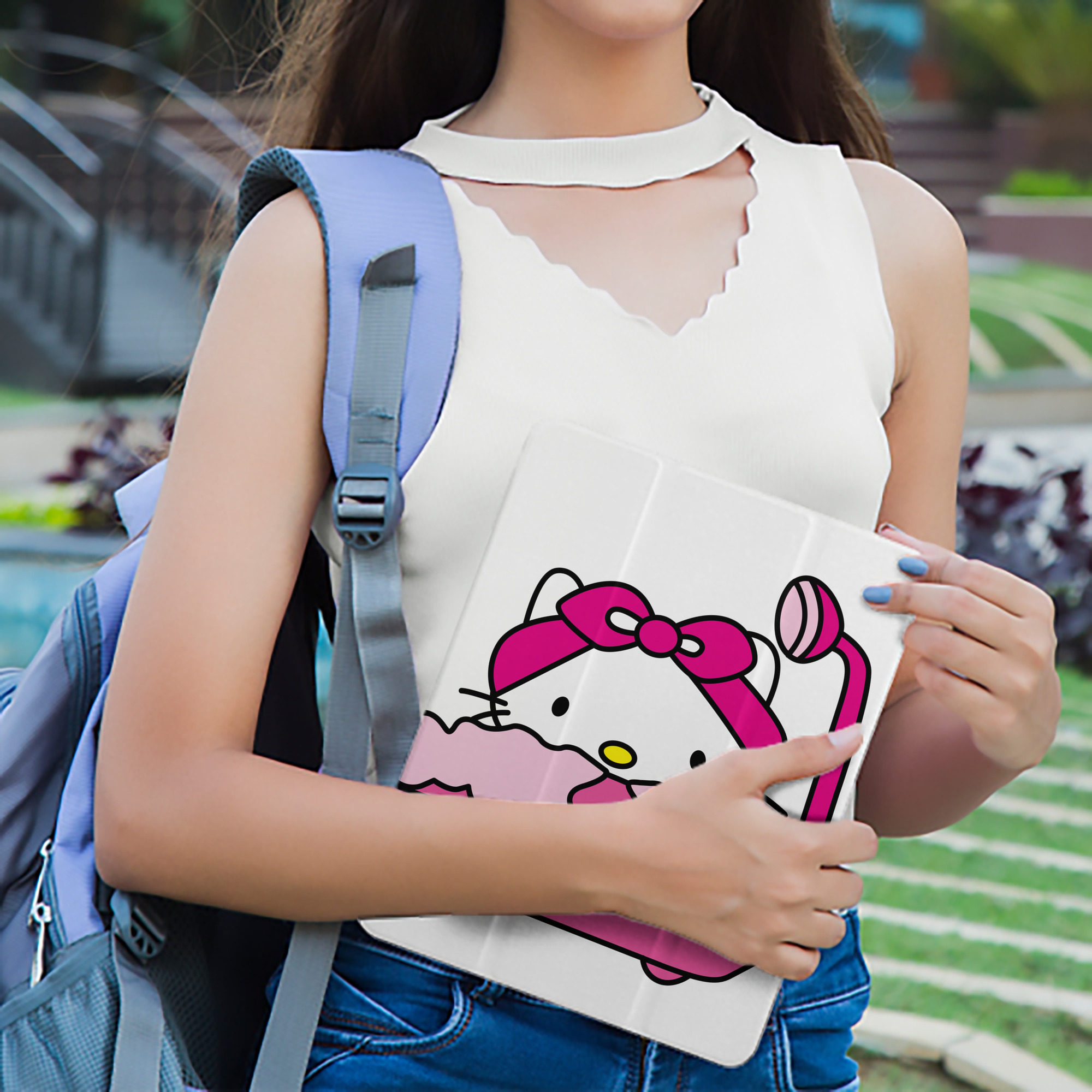Hello Kitty ハローキティ IPad ケース ペン収納付き 三つ折りスタンド PUレザー×シリコン 対応機種9.5/10.5/10.9インチ