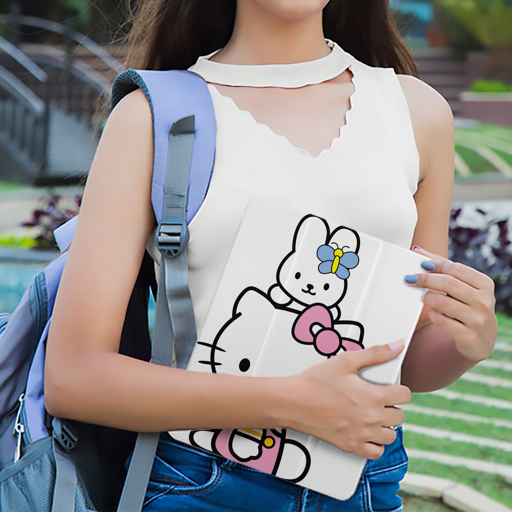Hello Kitty ハローキティ IPad ケース ペン収納付き 三つ折りスタンド PUレザー×シリコン 対応機種9.5/10.5/10.9インチ