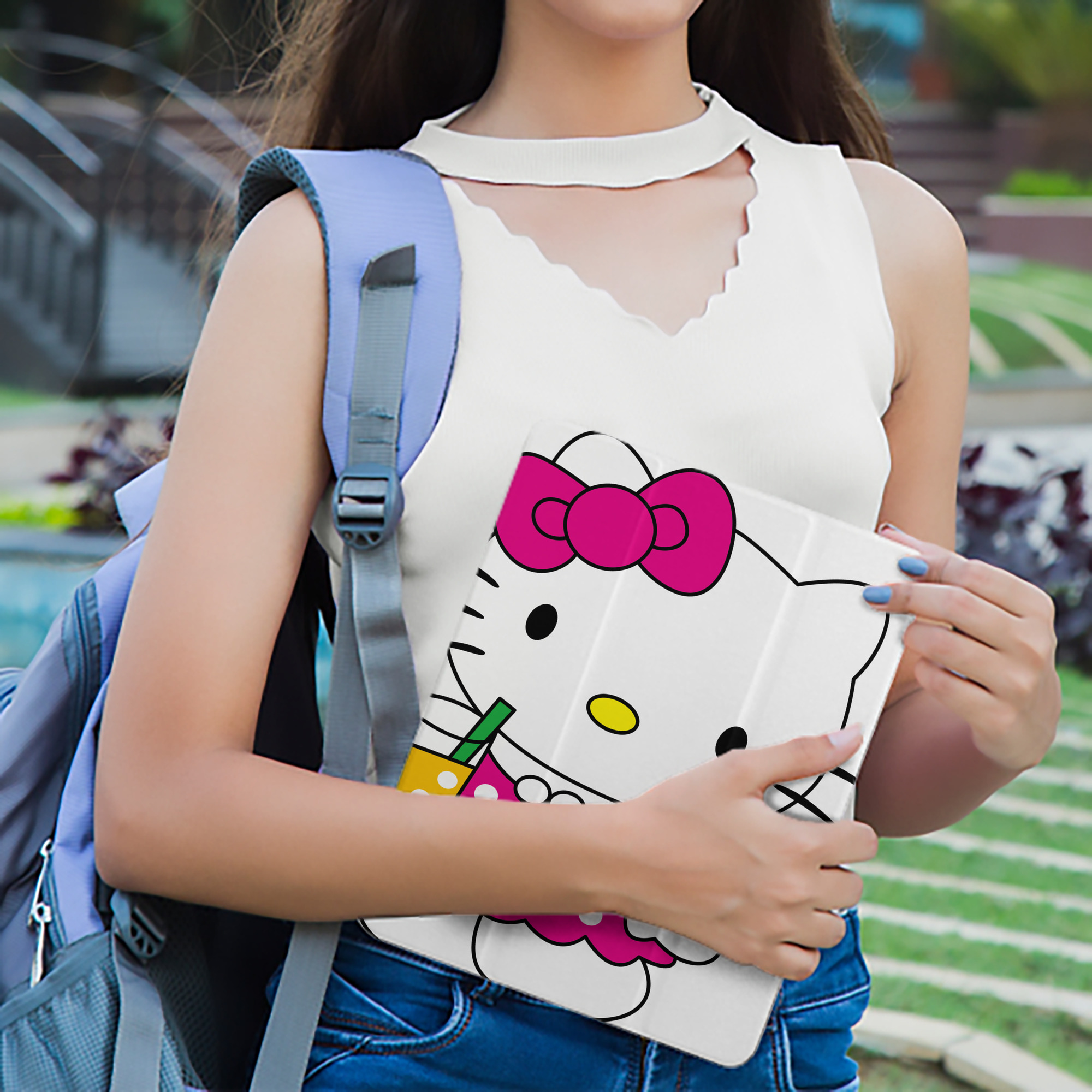 Hello Kitty ハローキティ IPad ケース ペン収納付き 三つ折りスタンド PUレザー×シリコン 対応機種9.5/10.5/10.9インチ