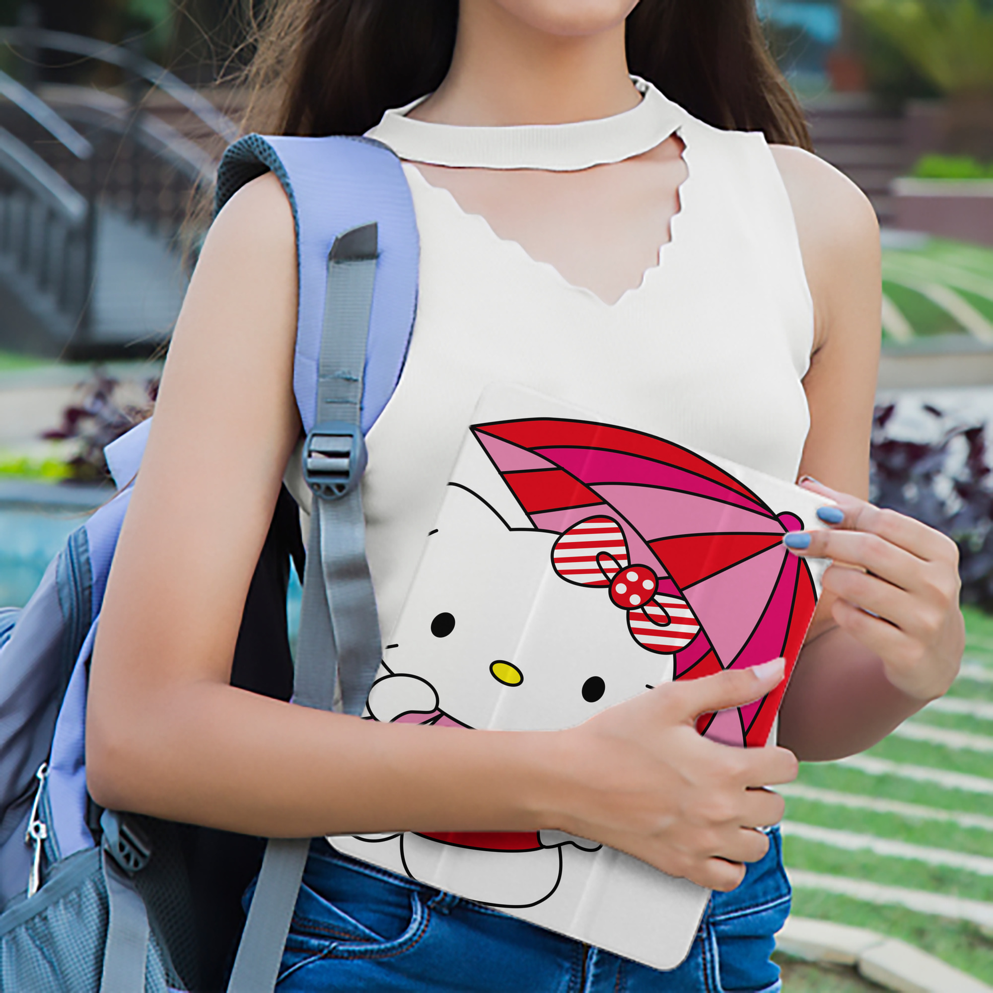 Hello Kitty ハローキティ IPad ケース ペン収納付き 三つ折りスタンド PUレザー×シリコン 対応機種9.5/10.5/10.9インチ