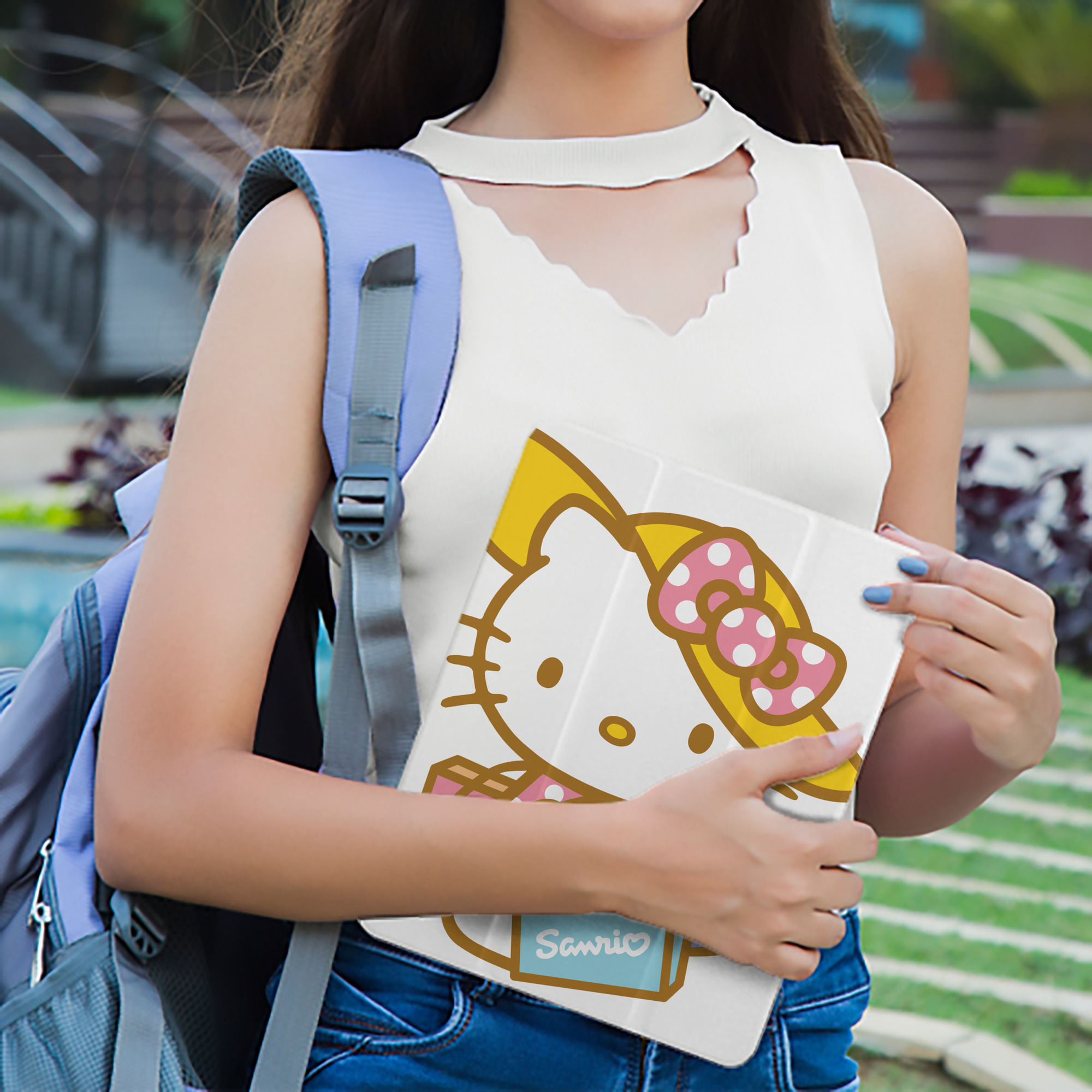 Hello Kitty ハローキティ IPad ケース ペン収納付き 三つ折りスタンド PUレザー×シリコン 対応機種9.5/10.5/10.9インチ