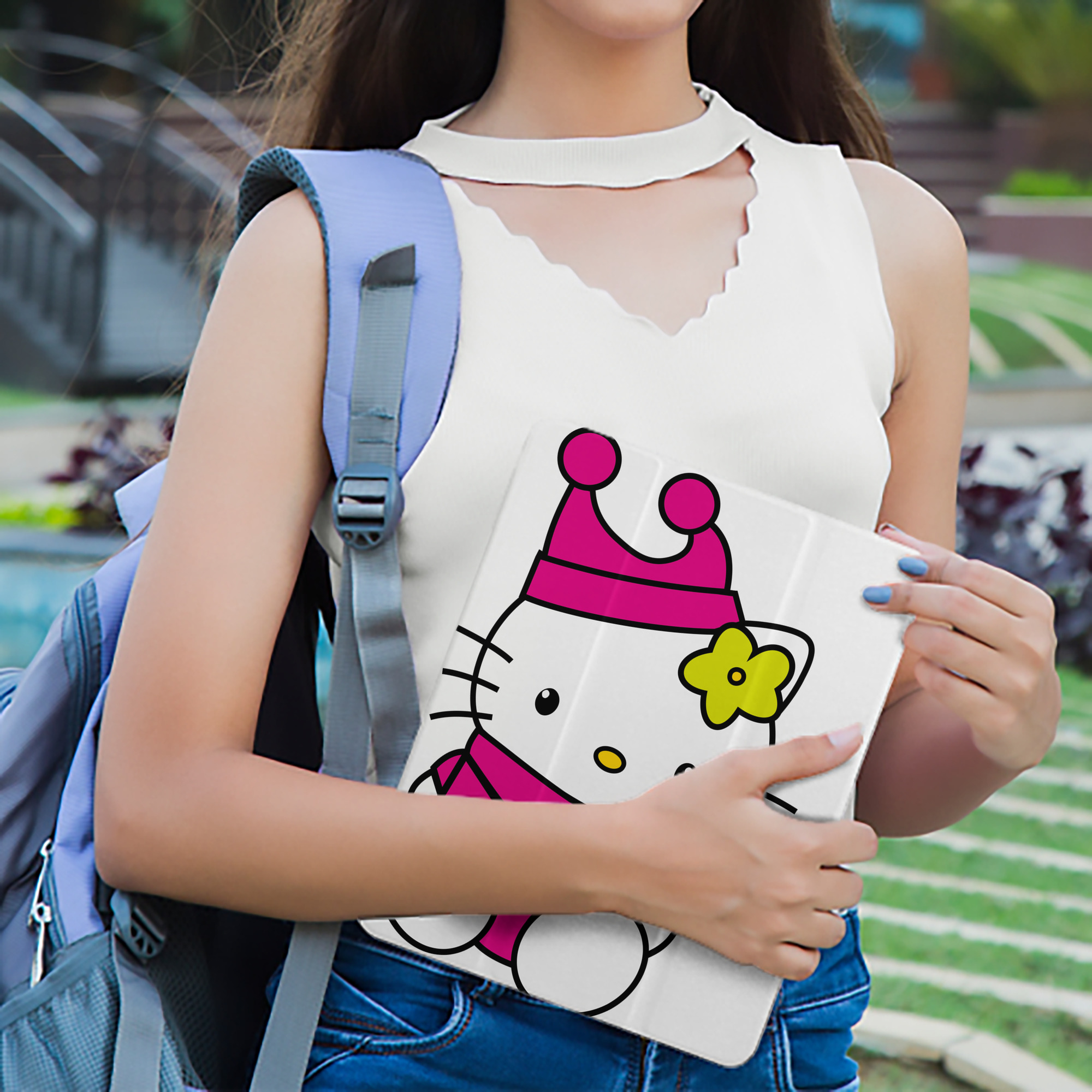 Hello Kitty ハローキティ IPad ケース ペン収納付き 三つ折りスタンド PUレザー×シリコン 対応機種9.5/10.5/10.9インチ