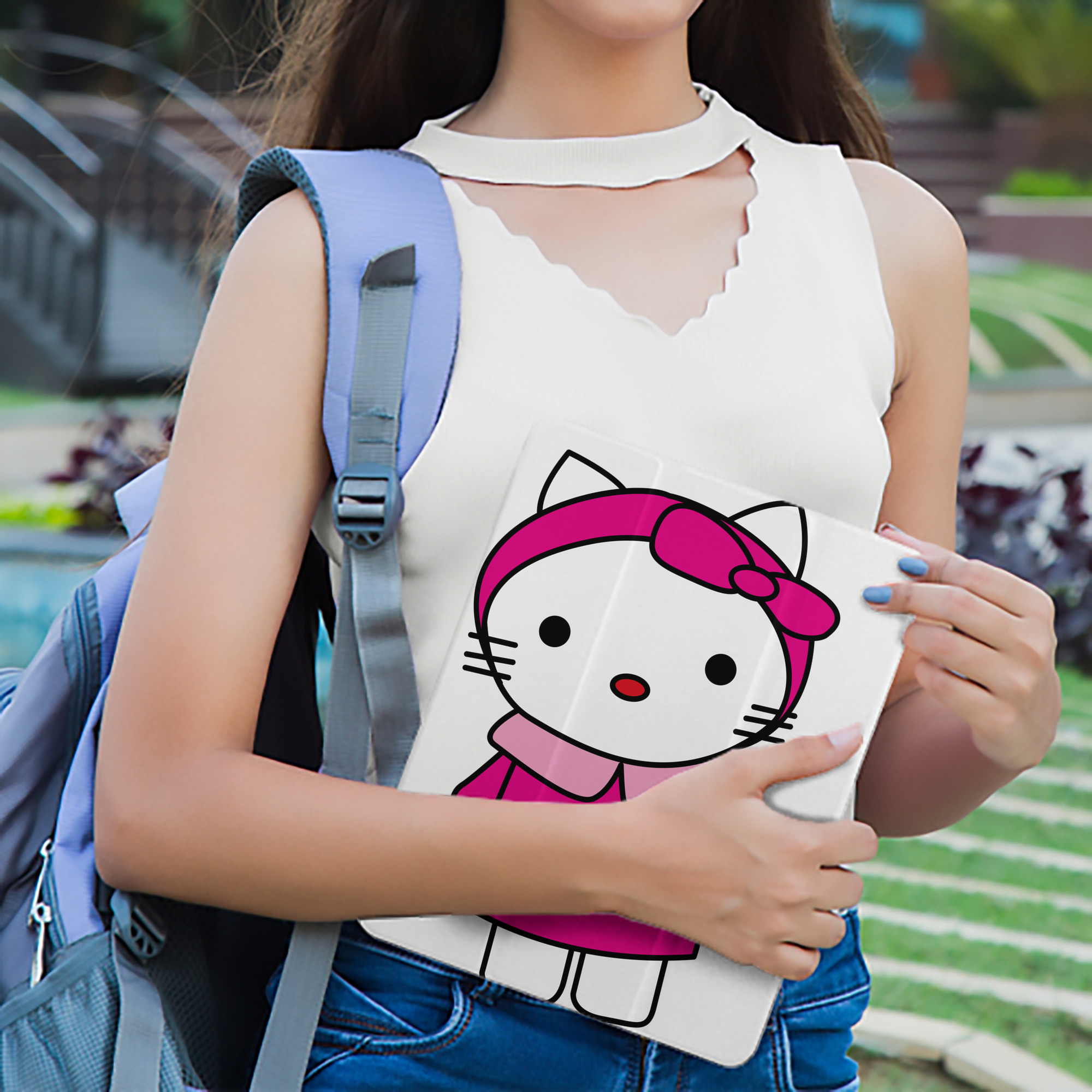 Hello Kitty ハローキティ IPad ケース ペン収納付き 三つ折りスタンド PUレザー×シリコン 対応機種9.5/10.5/10.9インチ