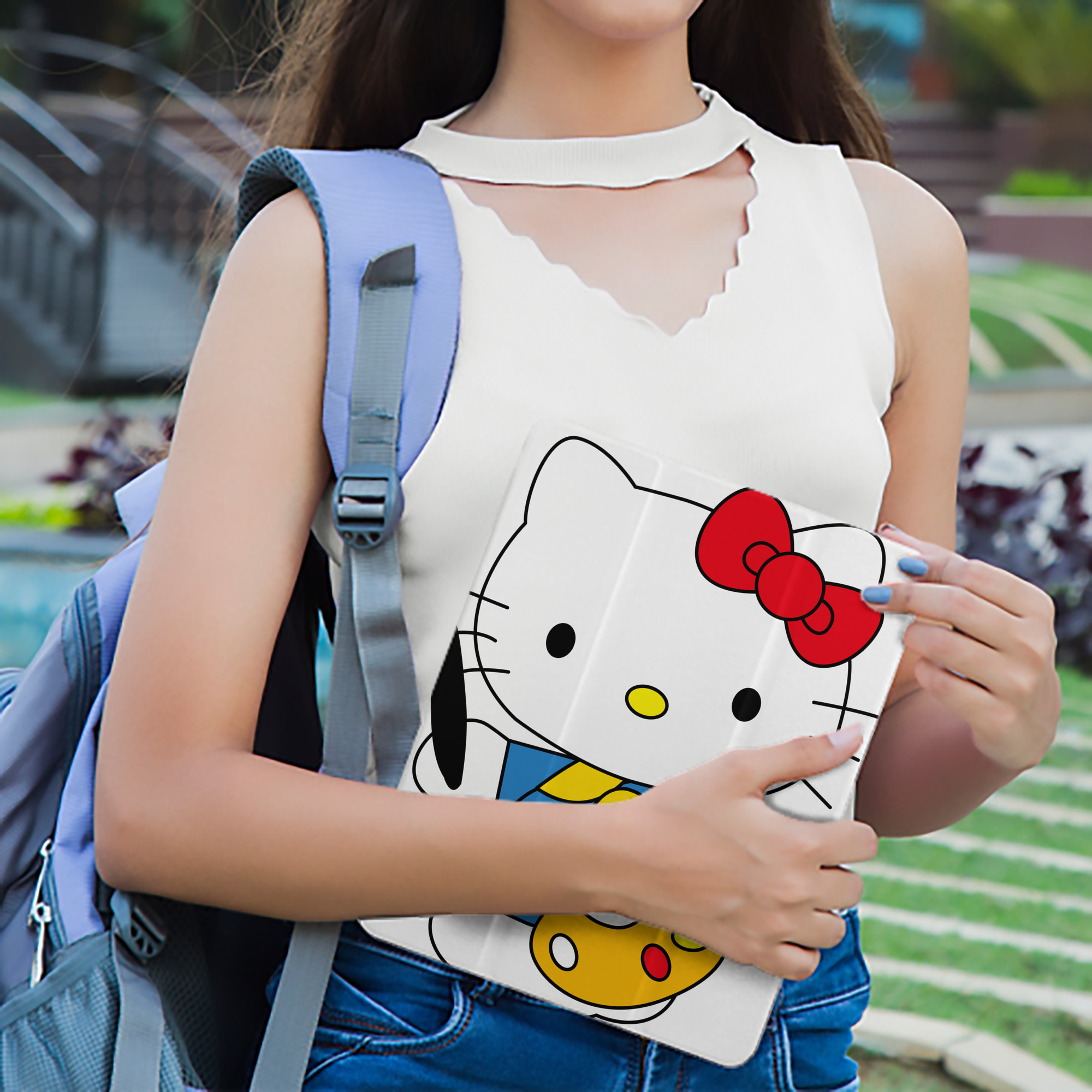Hello Kitty ハローキティ IPad ケース ペン収納付き 三つ折りスタンド PUレザー×シリコン 対応機種9.5/10.5/10.9インチ