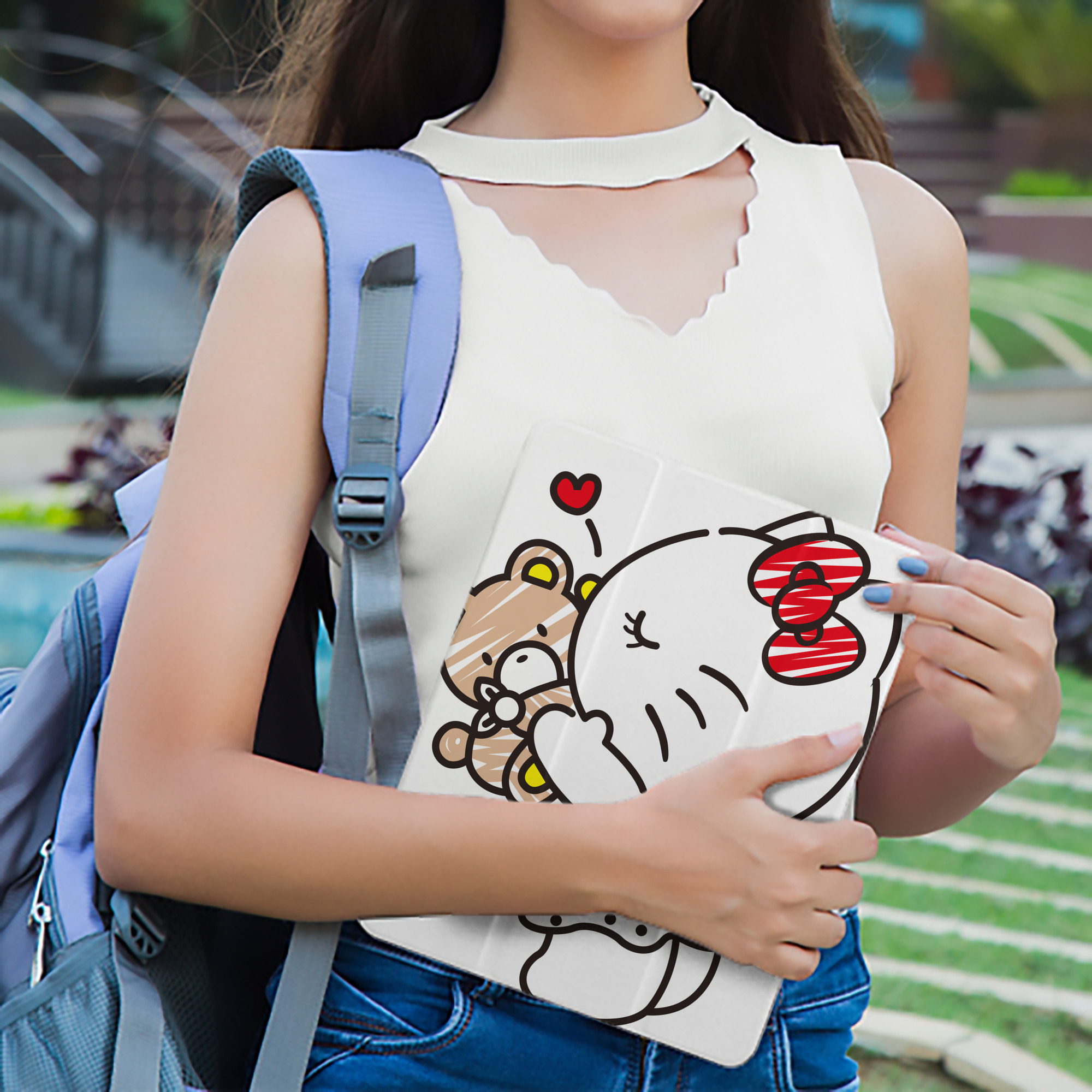 Hello Kitty ハローキティ IPad ケース ペン収納付き 三つ折りスタンド PUレザー×シリコン 対応機種9.5/10.5/10.9インチ