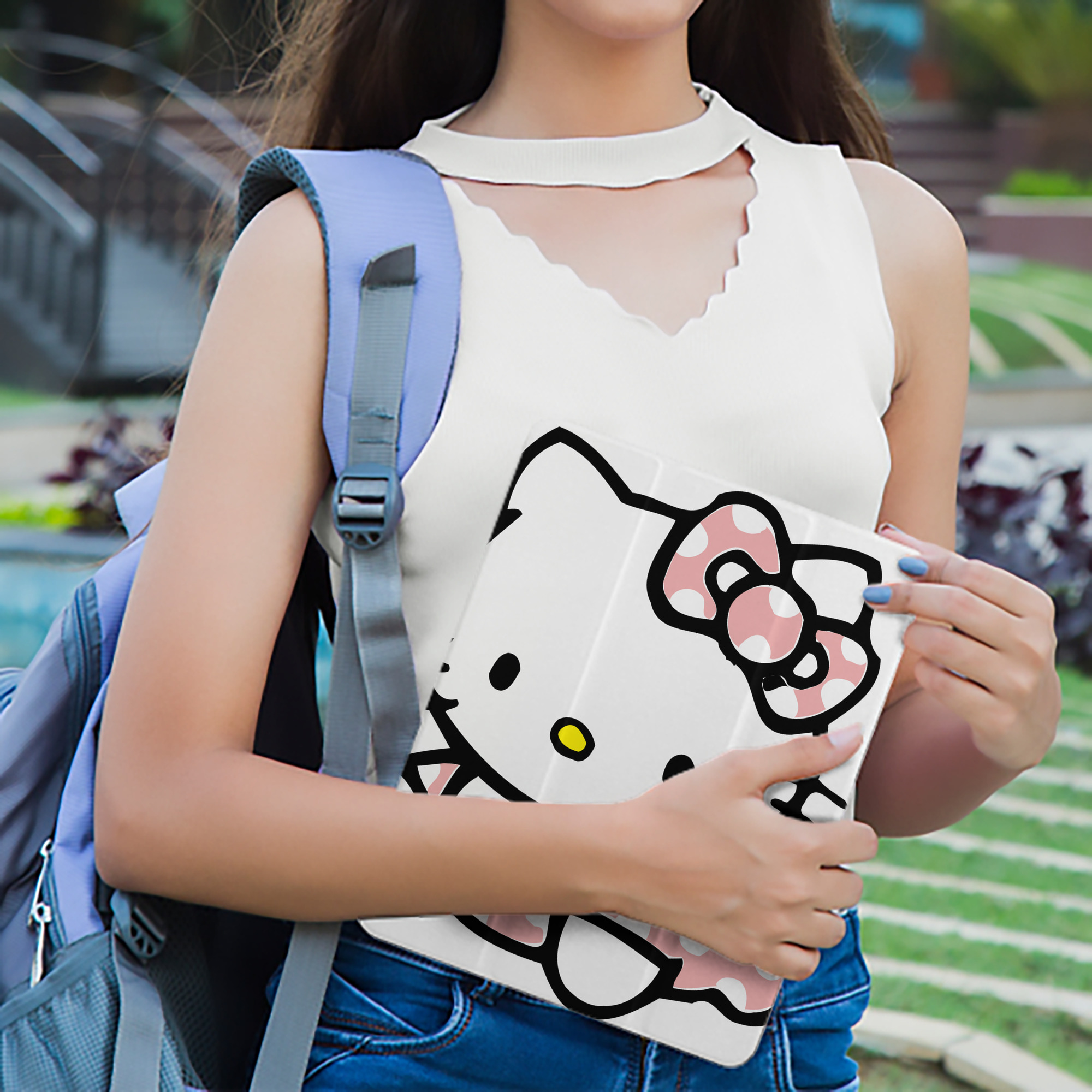 Hello Kitty ハローキティ IPad ケース ペン収納付き 三つ折りスタンド PUレザー×シリコン 対応機種9.5/10.5/10.9インチ