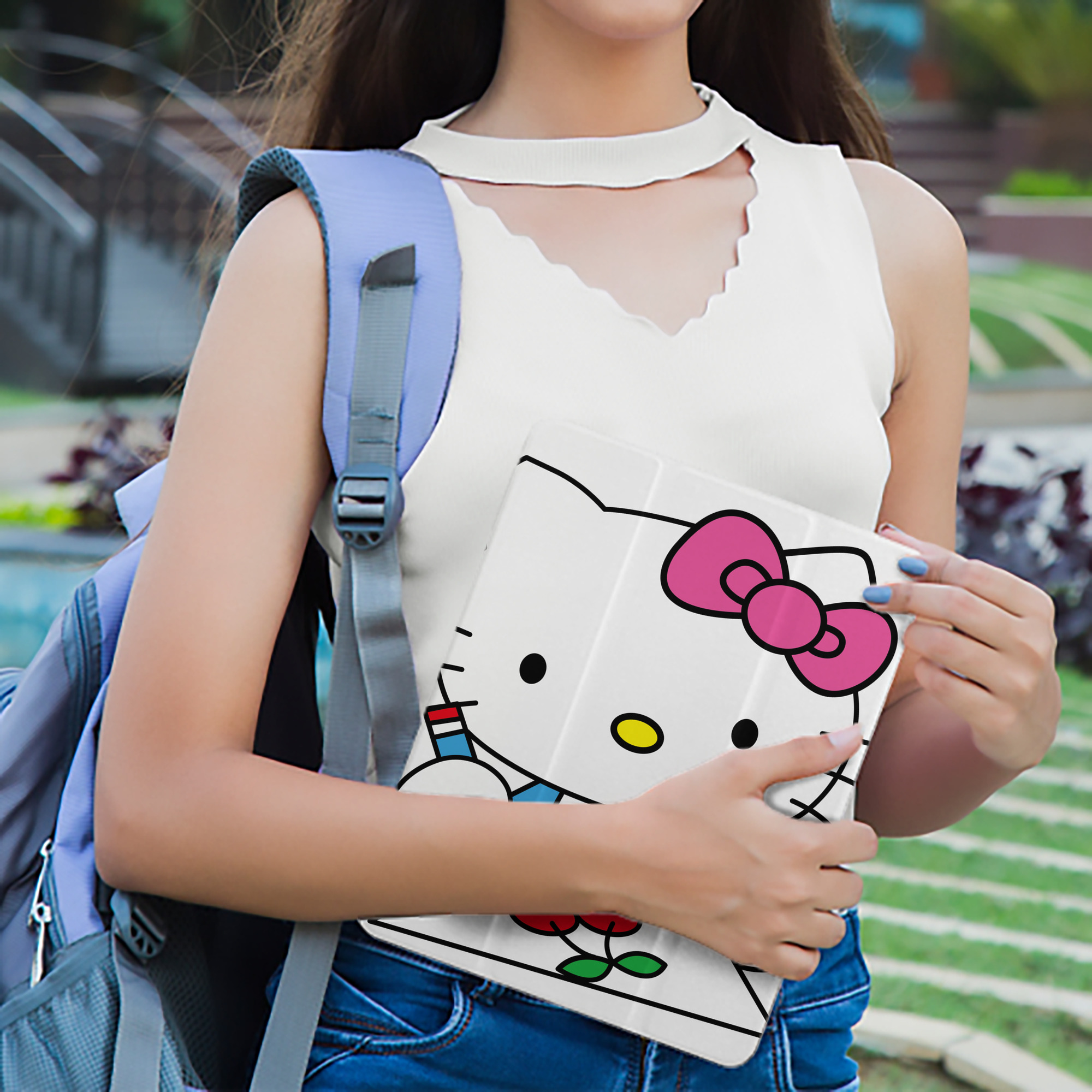 Hello Kitty ハローキティ IPad ケース ペン収納付き 三つ折りスタンド PUレザー×シリコン 対応機種9.5/10.5/10.9インチ