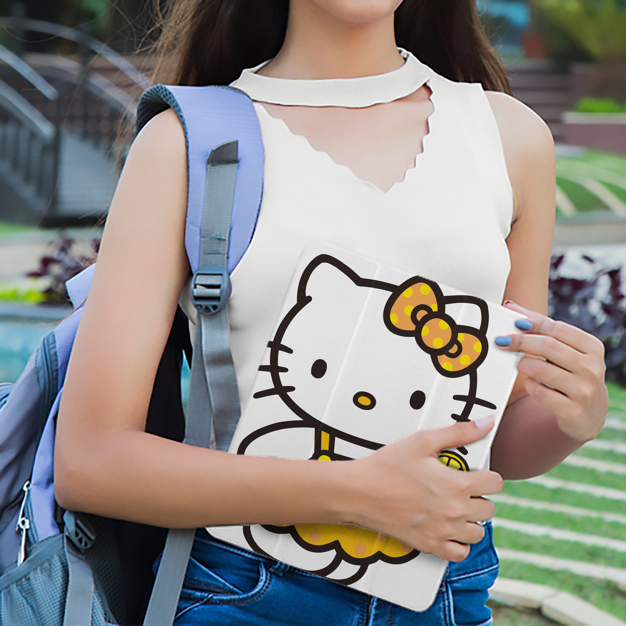 Hello Kitty ハローキティ IPad ケース ペン収納付き 三つ折りスタンド PUレザー×シリコン 対応機種9.5/10.5/10.9インチ