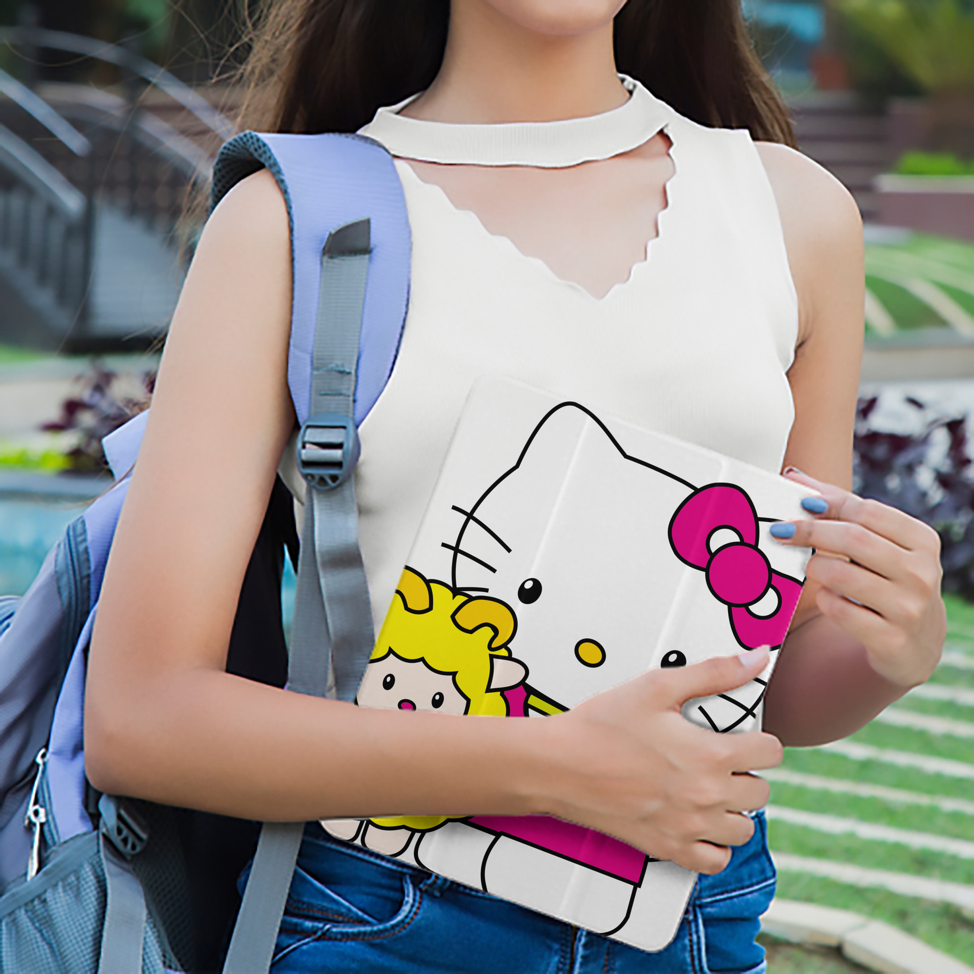 Hello Kitty ハローキティ IPad ケース ペン収納付き 三つ折りスタンド PUレザー×シリコン 対応機種9.5/10.5/10.9インチ