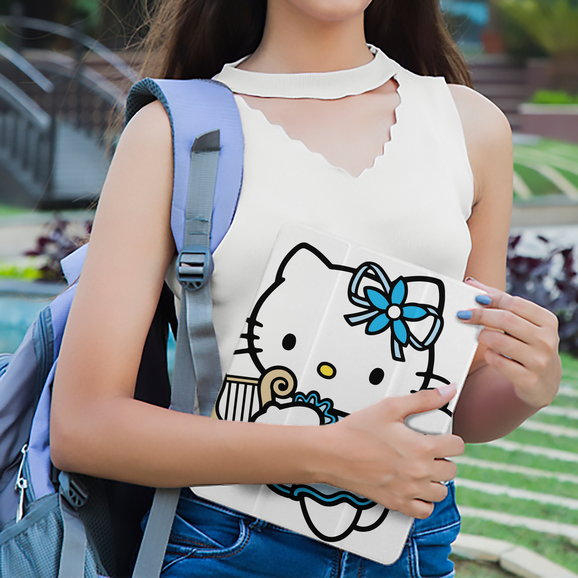 Hello Kitty ハローキティ IPad ケース ペン収納付き 三つ折りスタンド PUレザー×シリコン 対応機種9.5/10.5/10.9インチ