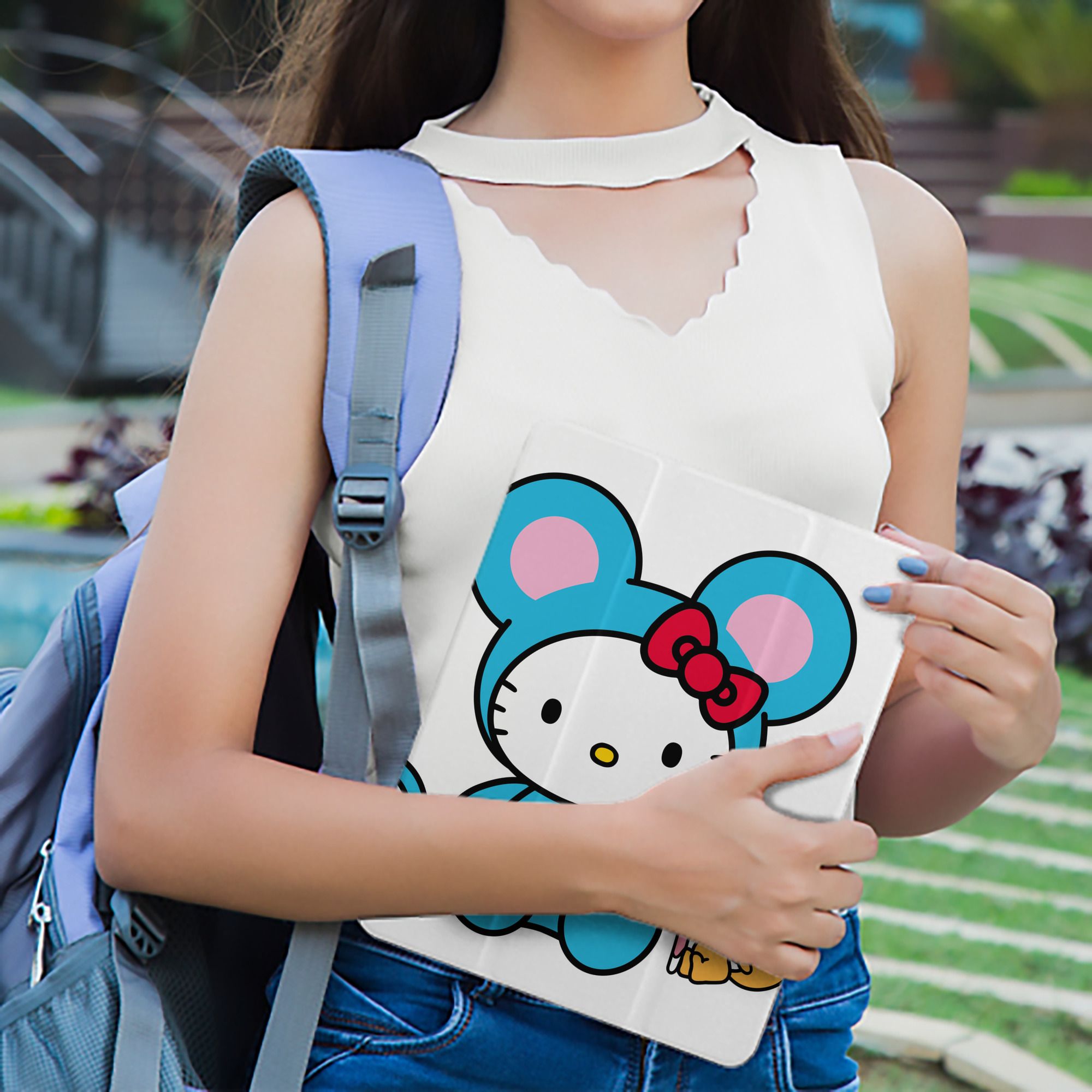 Hello Kitty ハローキティ IPad ケース ペン収納付き 三つ折りスタンド PUレザー×シリコン 対応機種9.5/10.5/10.9インチ