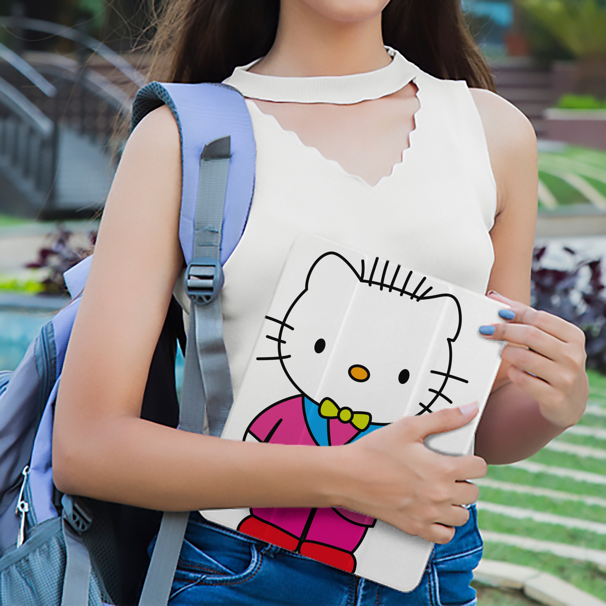 Hello Kitty ハローキティ IPad ケース ペン収納付き 三つ折りスタンド PUレザー×シリコン 対応機種9.5/10.5/10.9インチ