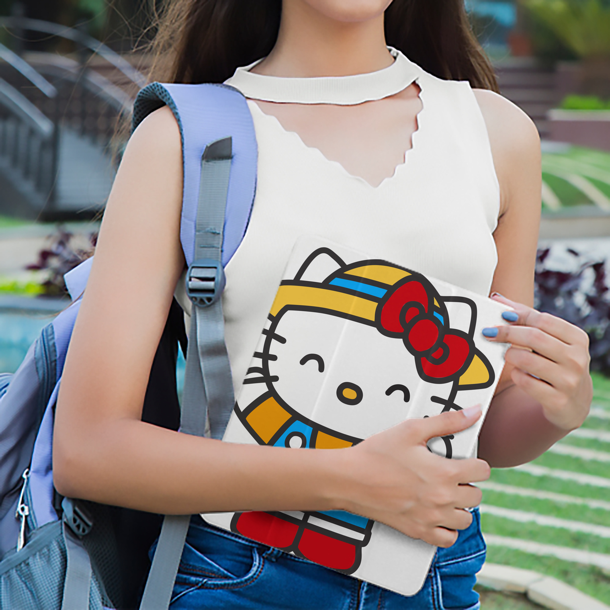 Hello Kitty ハローキティ IPad ケース ペン収納付き 三つ折りスタンド PUレザー×シリコン 対応機種9.5/10.5/10.9インチ