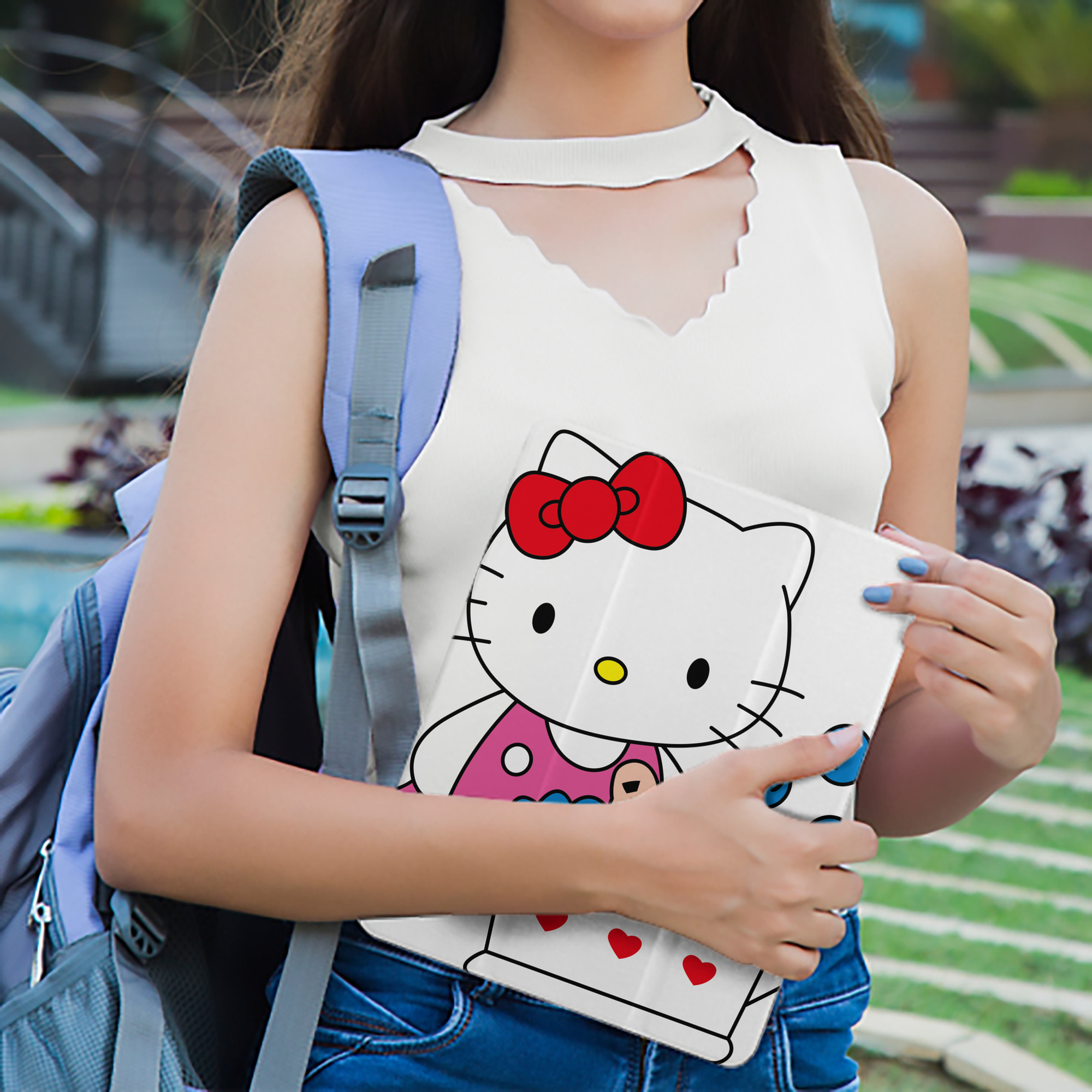 Hello Kitty ハローキティ IPad ケース ペン収納付き 三つ折りスタンド PUレザー×シリコン 対応機種9.5/10.5/10.9インチ