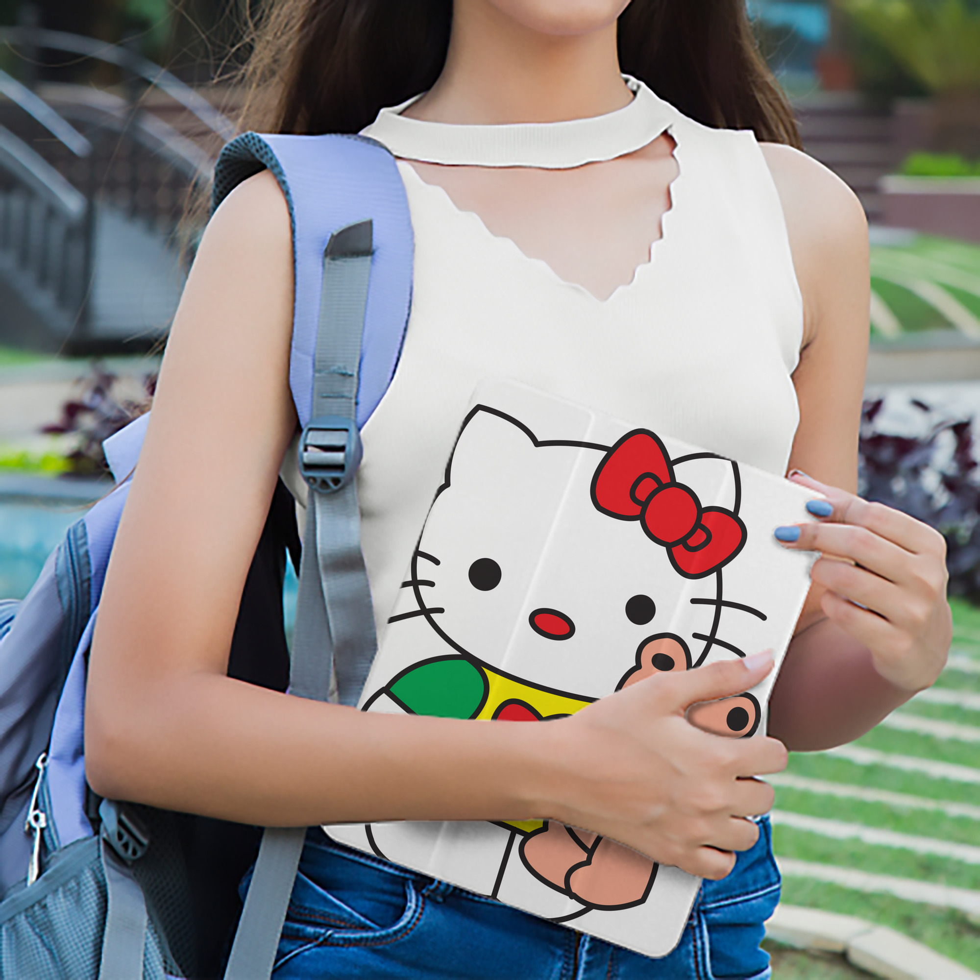 Hello Kitty ハローキティ IPad ケース ペン収納付き 三つ折りスタンド PUレザー×シリコン 対応機種9.5/10.5/10.9インチ