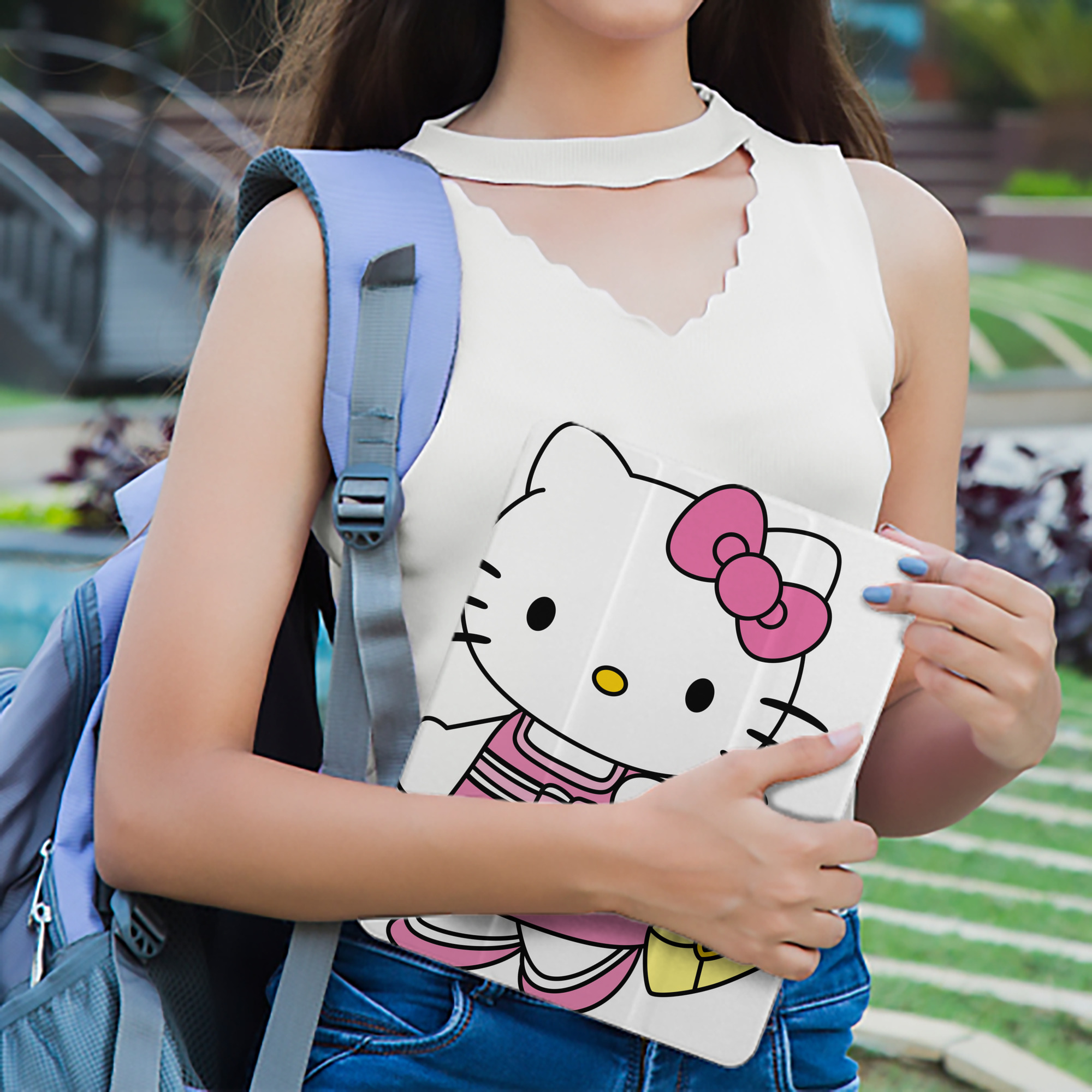 Hello Kitty ハローキティ IPad ケース ペン収納付き 三つ折りスタンド PUレザー×シリコン 対応機種9.5/10.5/10.9インチ