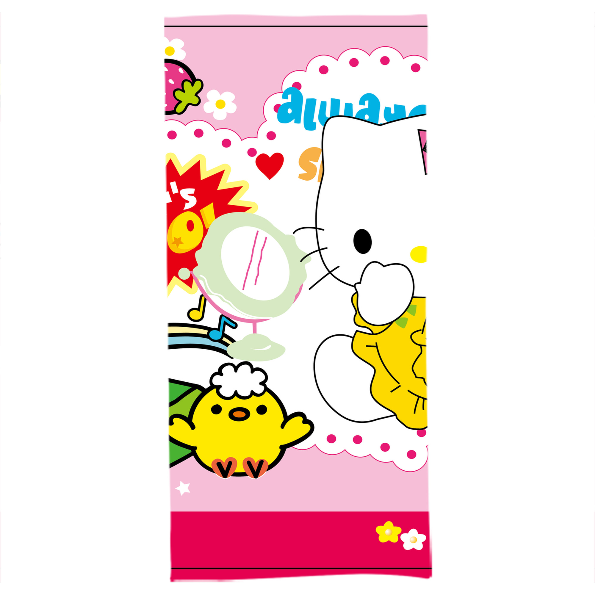 （画像用） Hello Kitty ハローキティ 大判バスタオル 70×140cm 吸水速乾 柔らかい肌触り