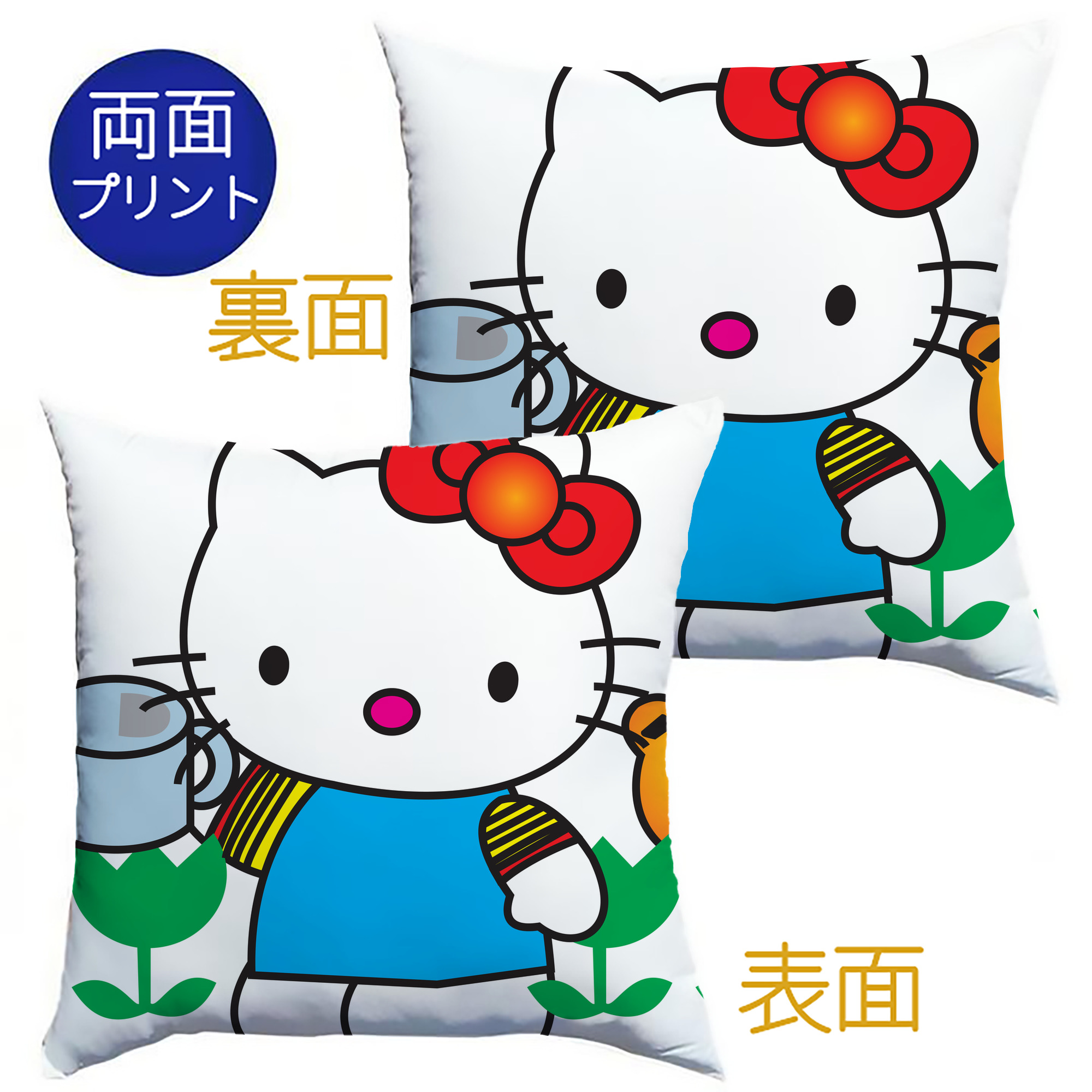 （画像用） Hello Kitty ハローキティ クッションカバー＆本体セット（ポリエステル素材）