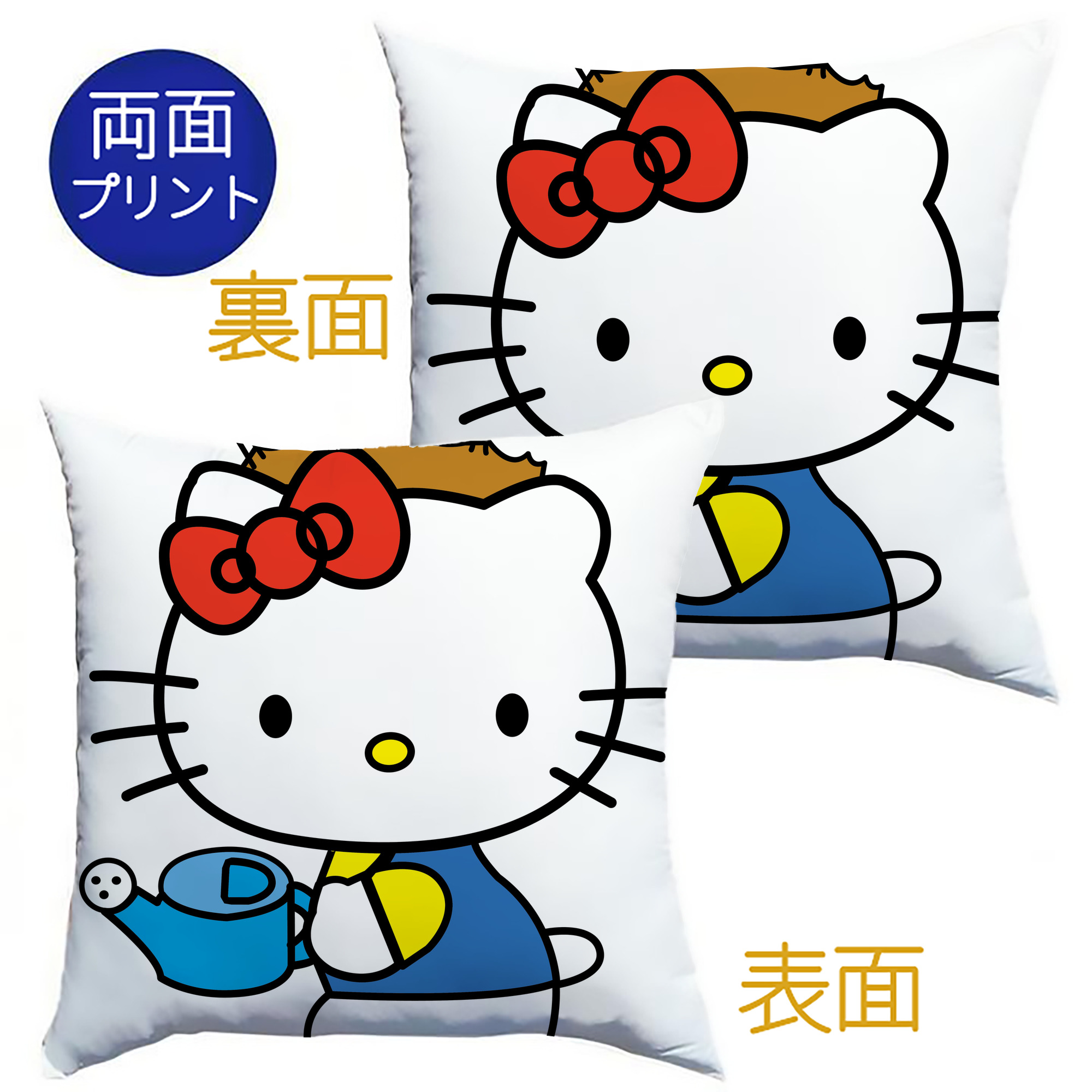 （画像用） Hello Kitty ハローキティ クッションカバー＆本体セット（ポリエステル素材）