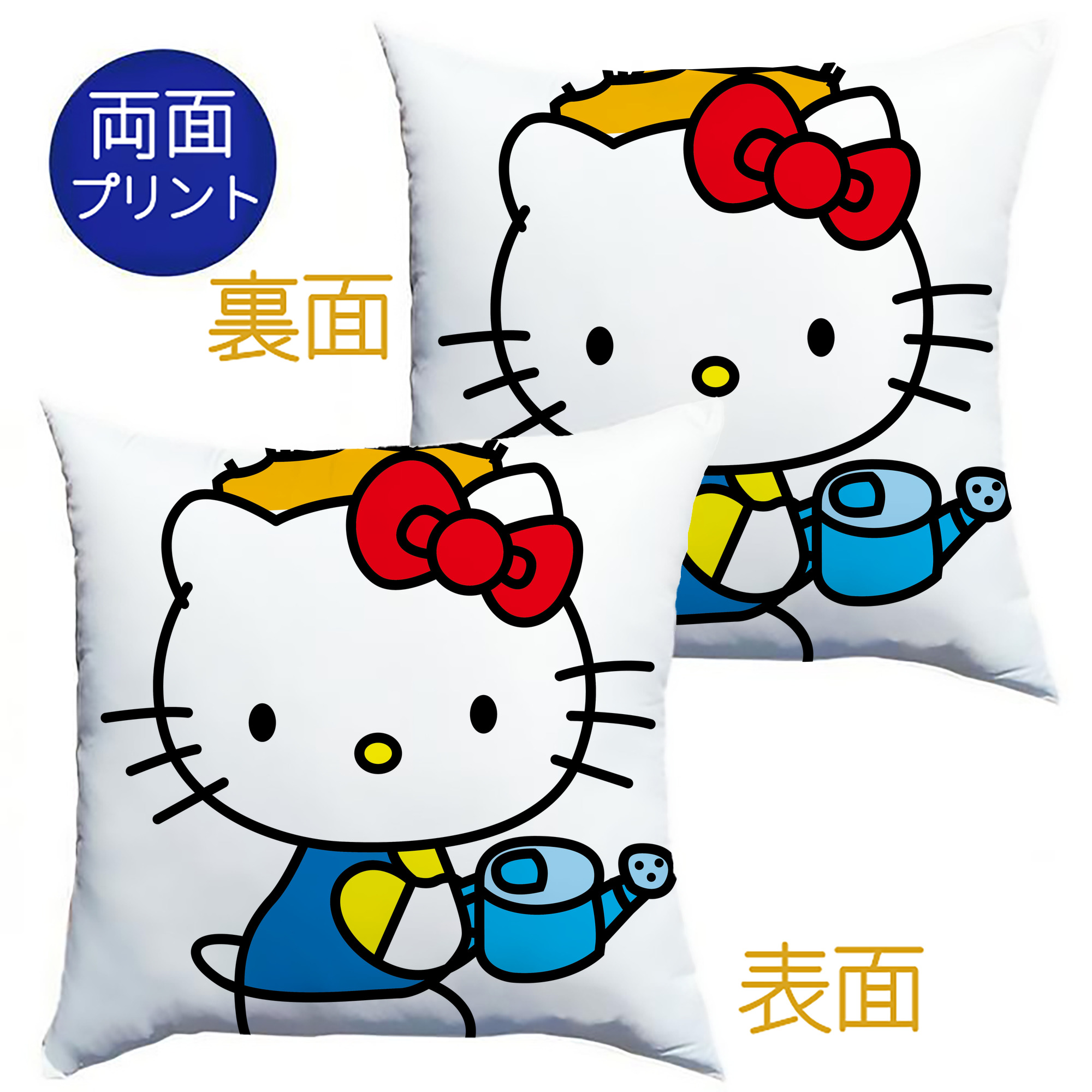 （画像用） Hello Kitty ハローキティ クッションカバー＆本体セット（ポリエステル素材）