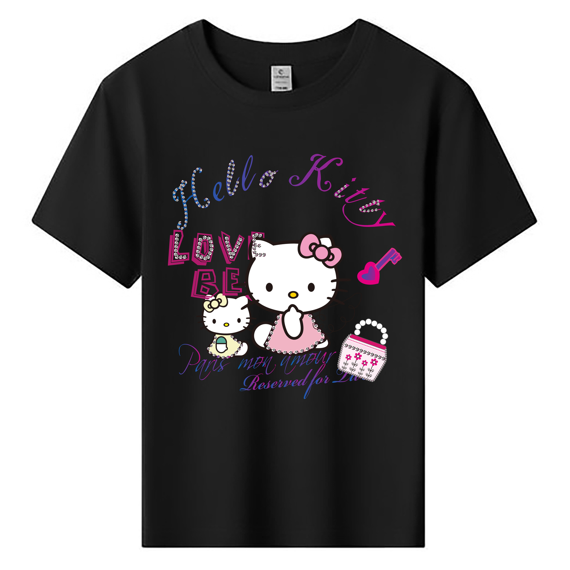（画像用） Hello Kitty ハローキティ 綿100％キッズTシャツ（フロントプリント）