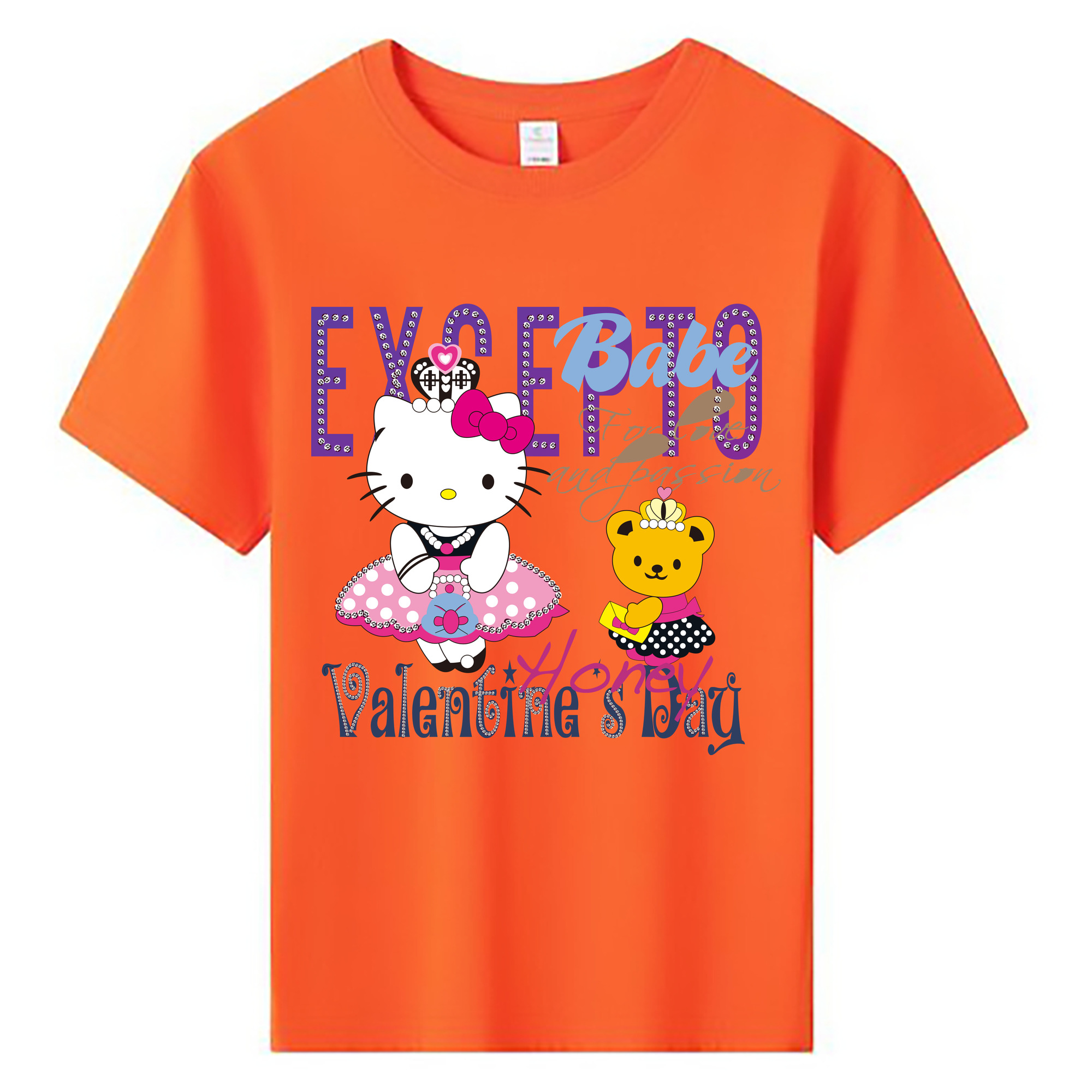 （画像用） Hello Kitty ハローキティ 綿100％キッズTシャツ（フロントプリント）