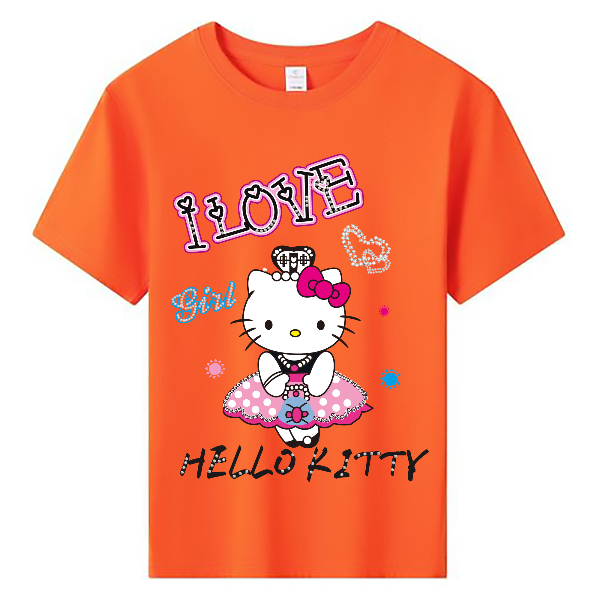 （画像用） Hello Kitty ハローキティ 綿100％キッズTシャツ（フロントプリント）