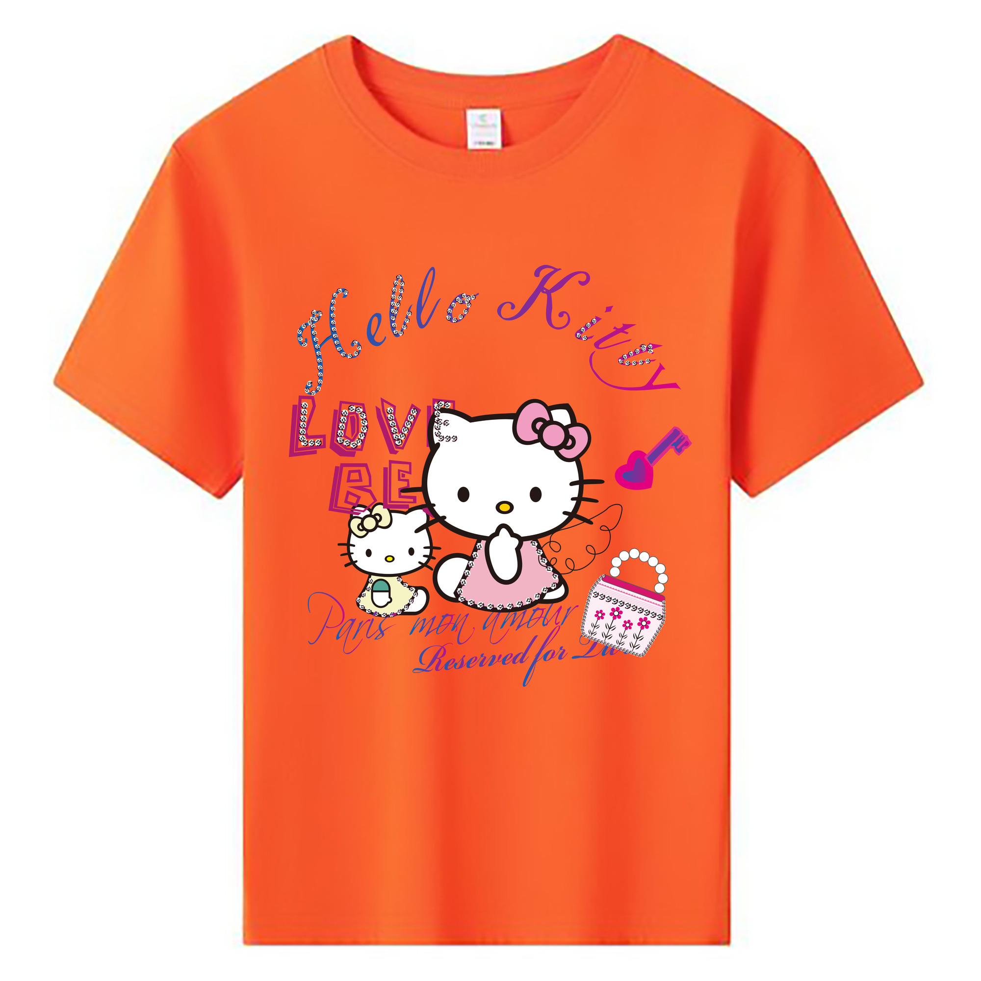 （画像用） Hello Kitty ハローキティ 綿100％キッズTシャツ（フロントプリント）