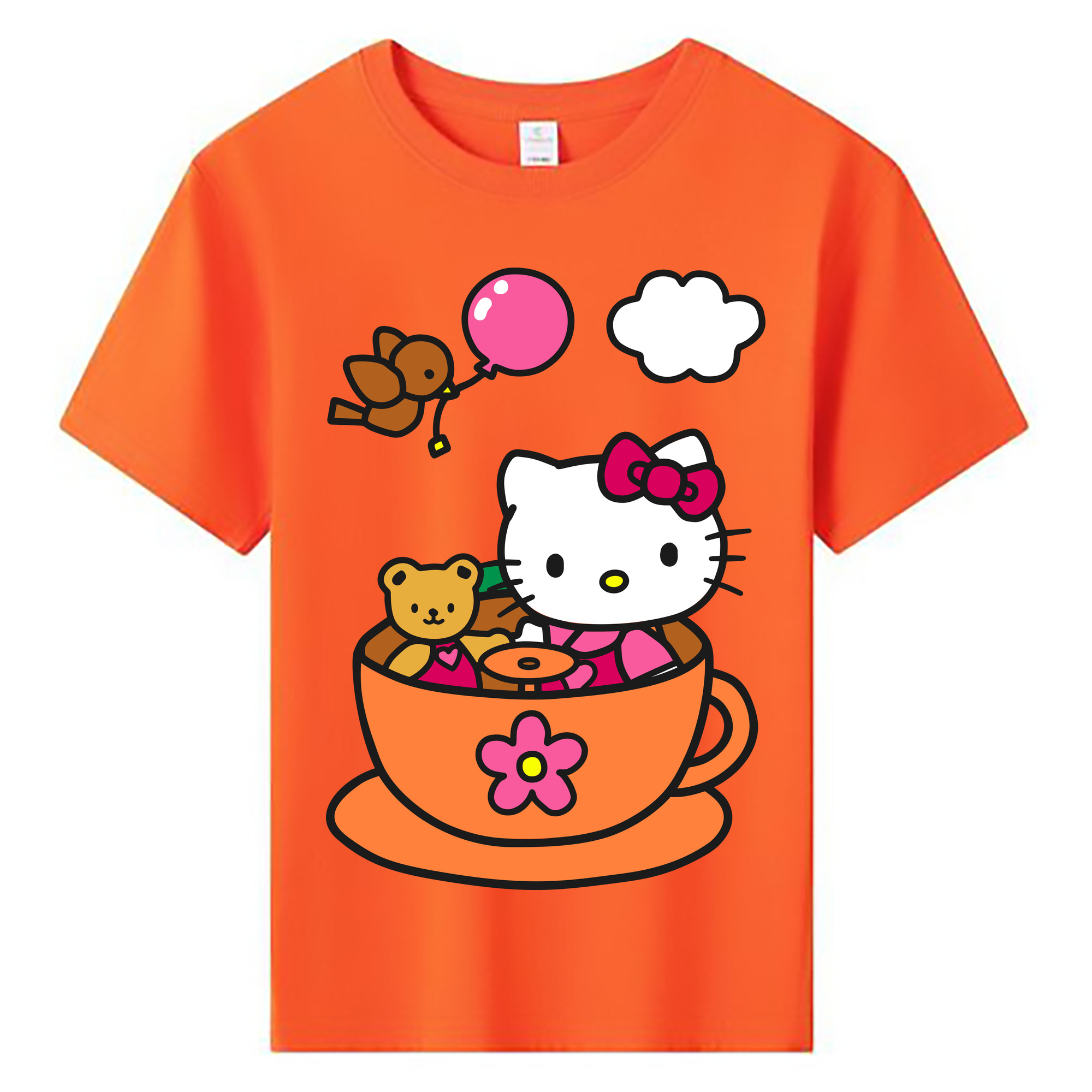（画像用） Hello Kitty ハローキティ 綿100％キッズTシャツ（フロントプリント）