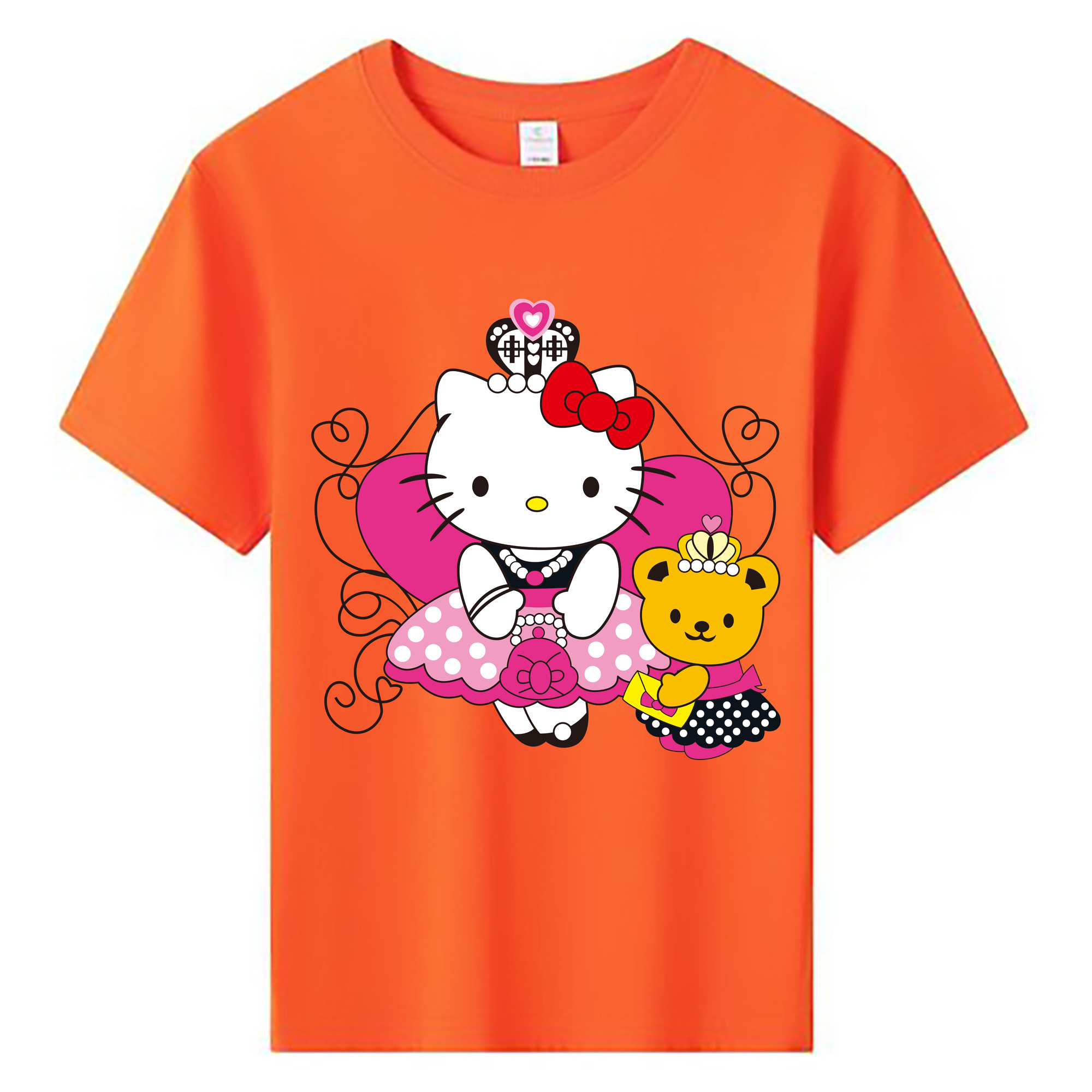 （画像用） Hello Kitty ハローキティ 綿100％キッズTシャツ（フロントプリント）