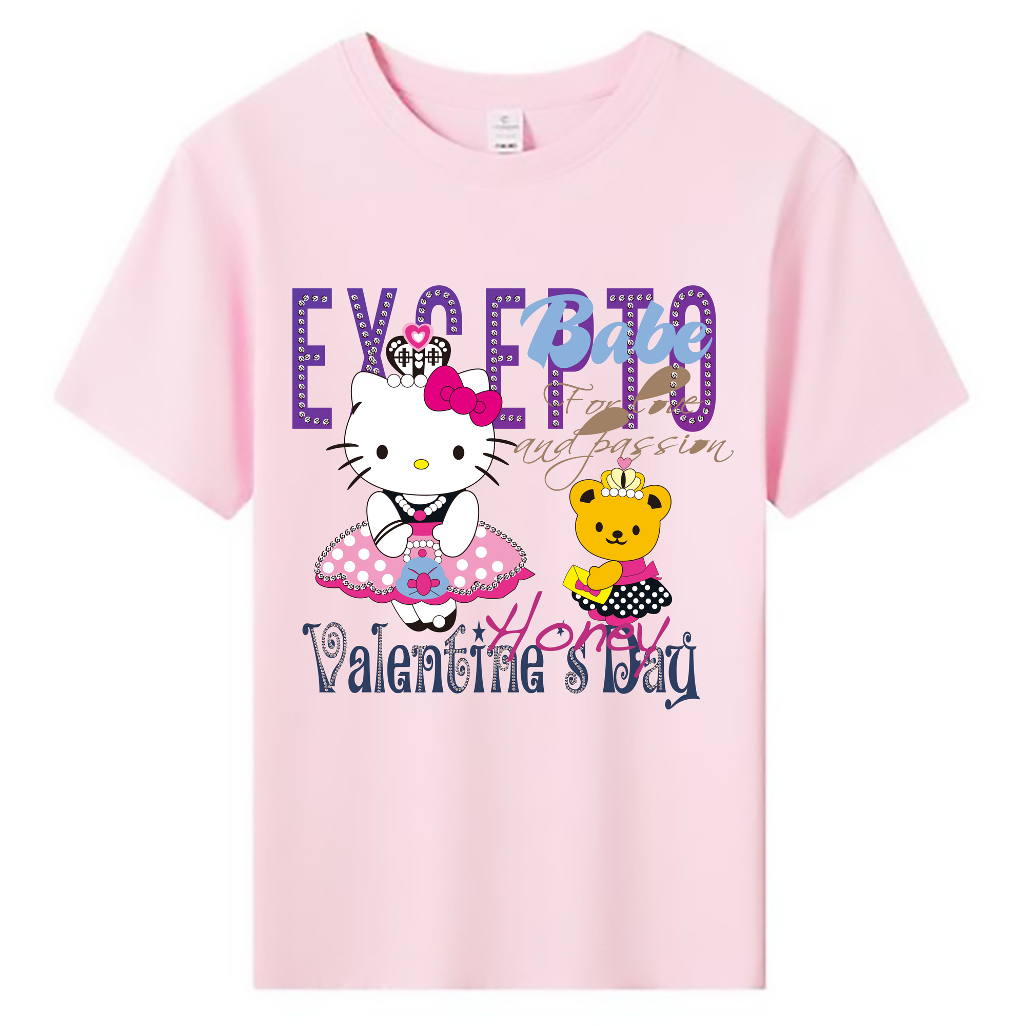 （画像用） Hello Kitty ハローキティ 綿100％キッズTシャツ（フロントプリント）