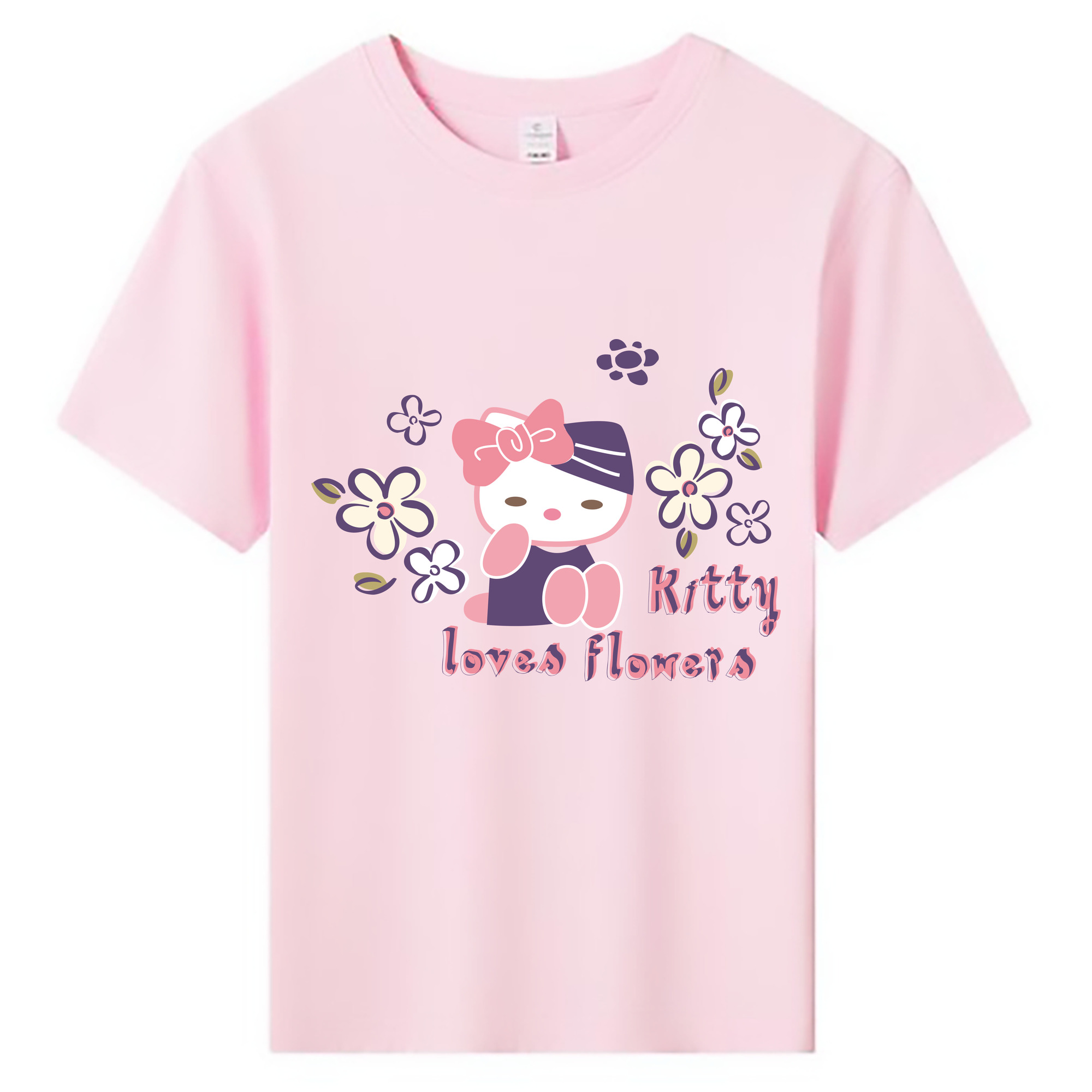 （画像用） Hello Kitty ハローキティ 綿100％キッズTシャツ（フロントプリント）