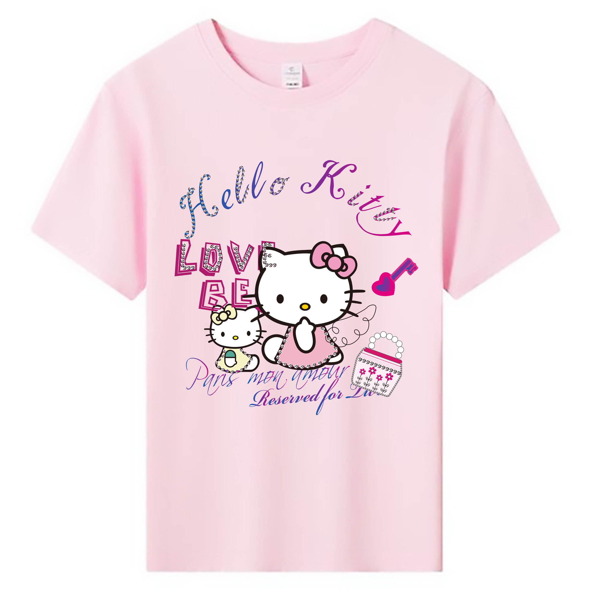 （画像用） Hello Kitty ハローキティ 綿100％キッズTシャツ（フロントプリント）