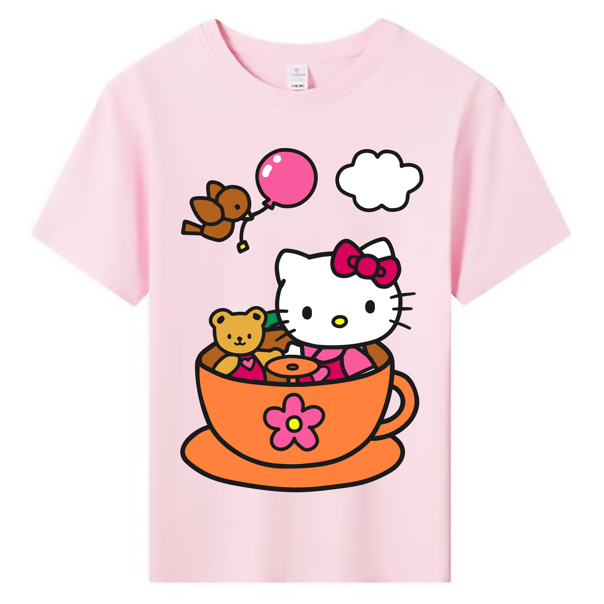 （画像用） Hello Kitty ハローキティ 綿100％キッズTシャツ（フロントプリント）