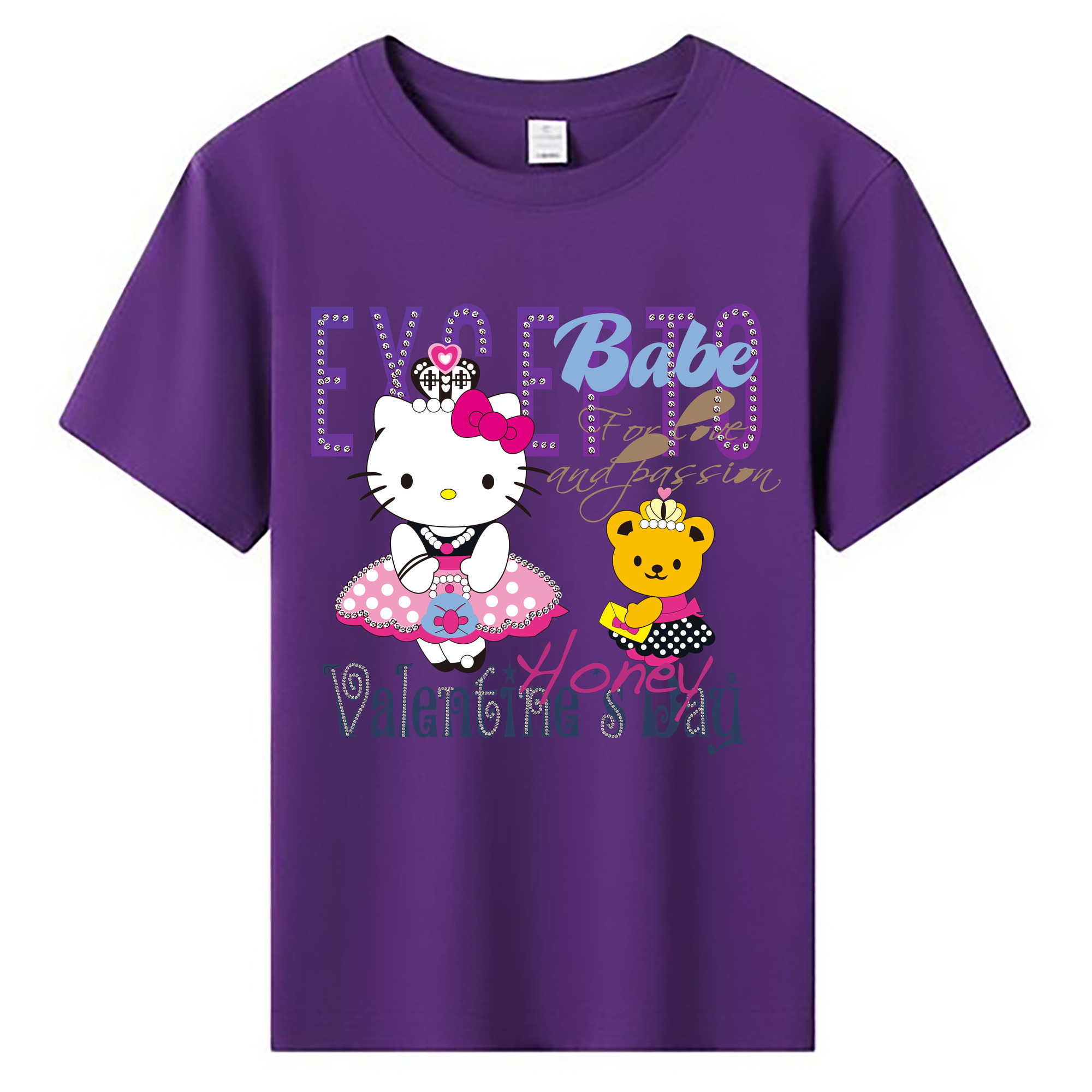 （画像用） Hello Kitty ハローキティ 綿100％キッズTシャツ（フロントプリント）