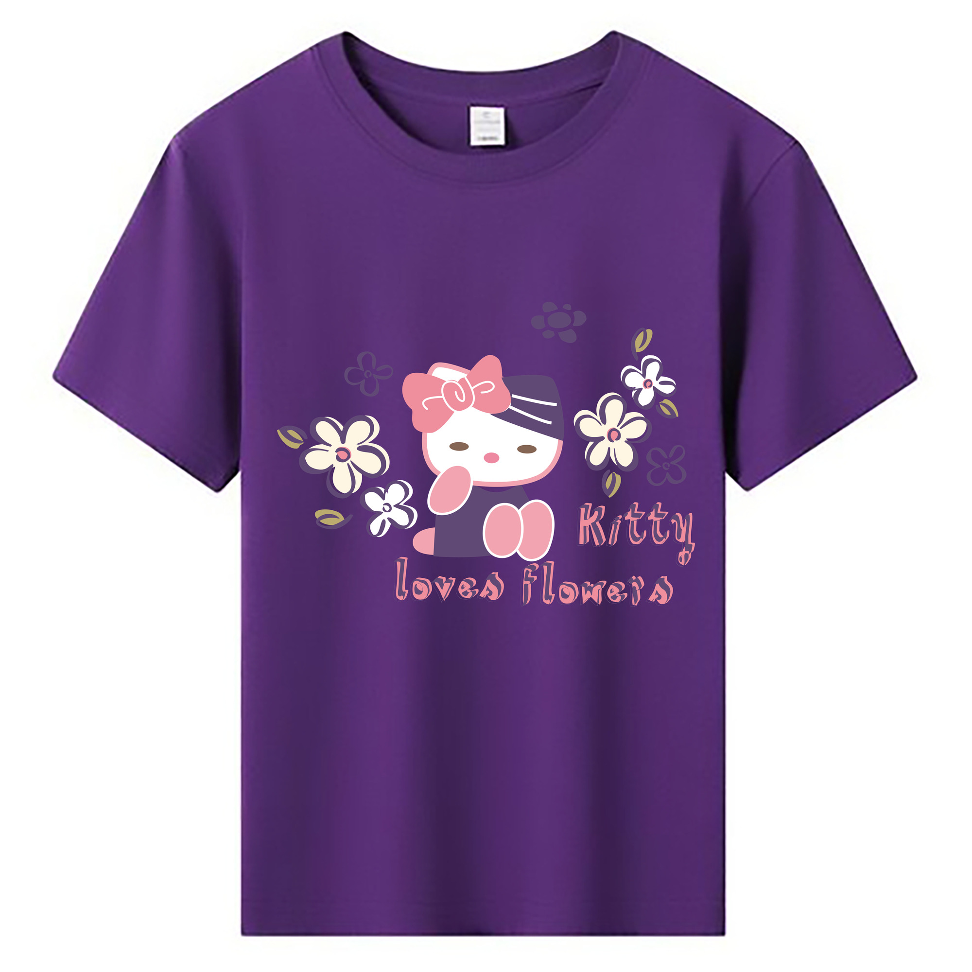 （画像用） Hello Kitty ハローキティ 綿100％キッズTシャツ（フロントプリント）