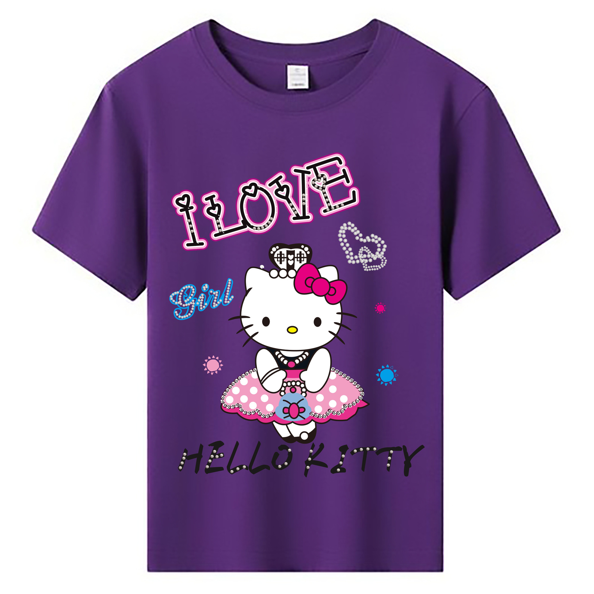 （画像用） Hello Kitty ハローキティ 綿100％キッズTシャツ（フロントプリント）