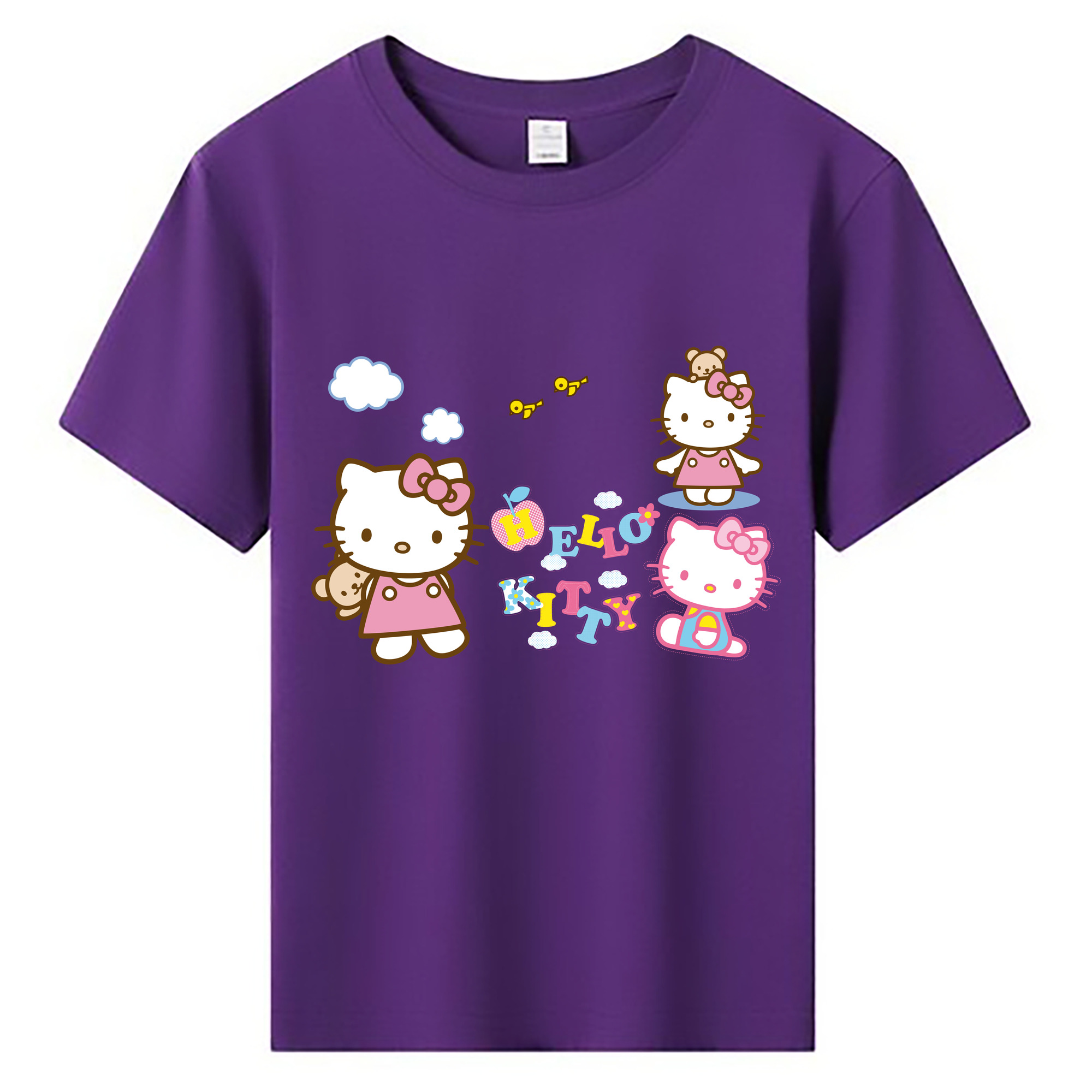 （画像用） Hello Kitty ハローキティ 綿100％キッズTシャツ（フロントプリント）