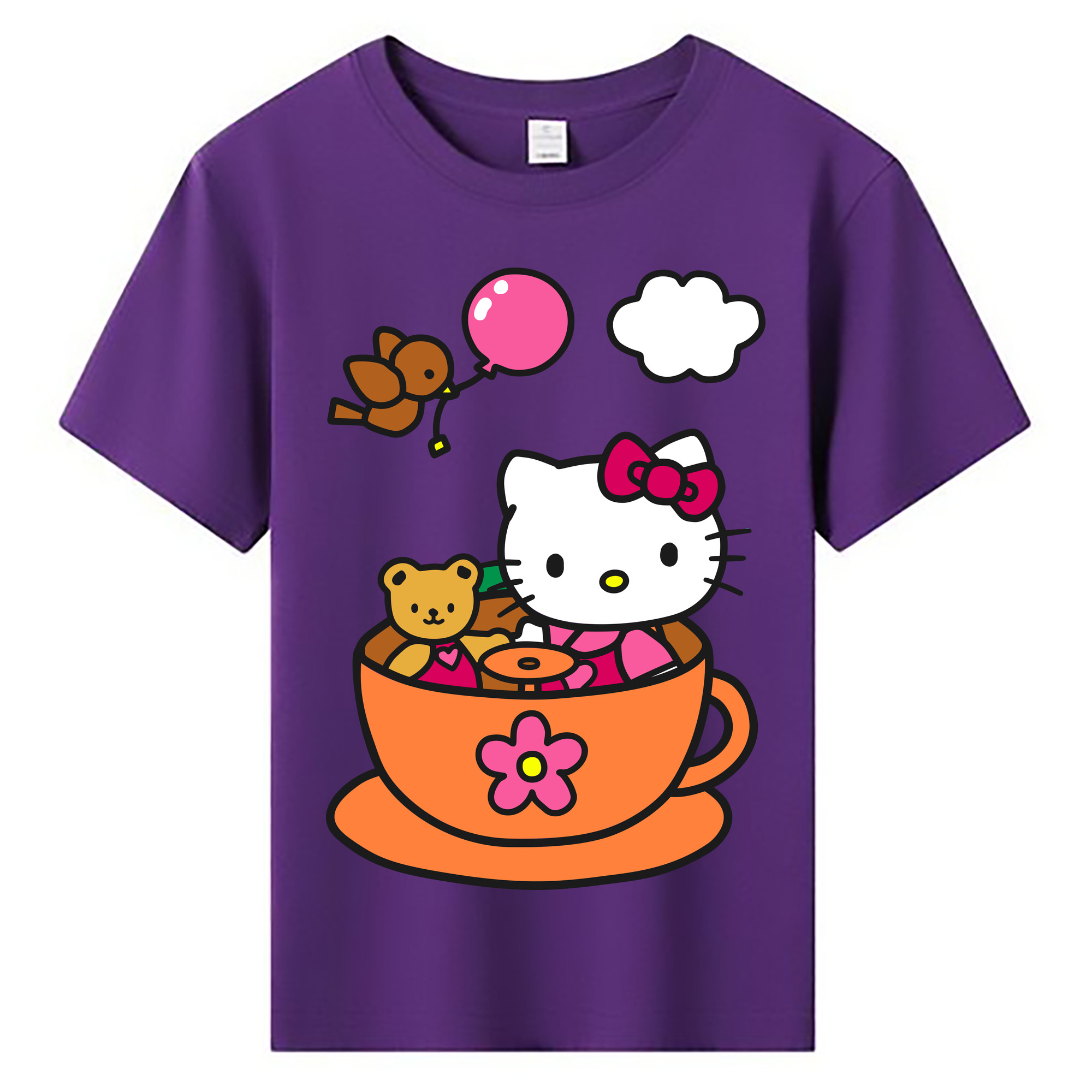 （画像用） Hello Kitty ハローキティ 綿100％キッズTシャツ（フロントプリント）