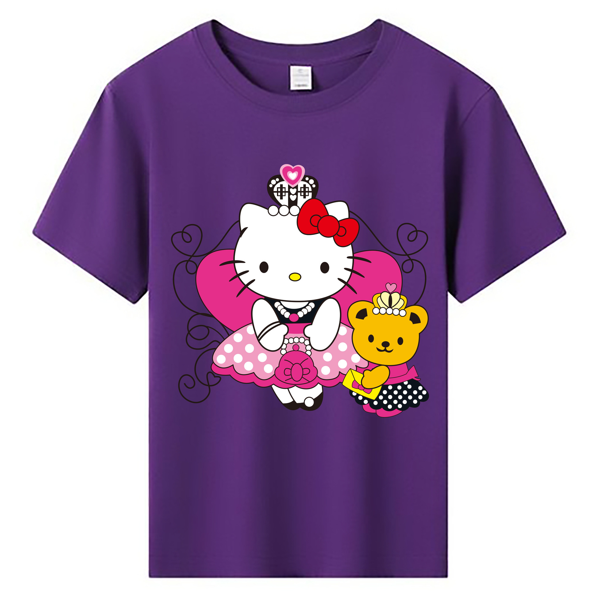 （画像用） Hello Kitty ハローキティ 綿100％キッズTシャツ（フロントプリント）