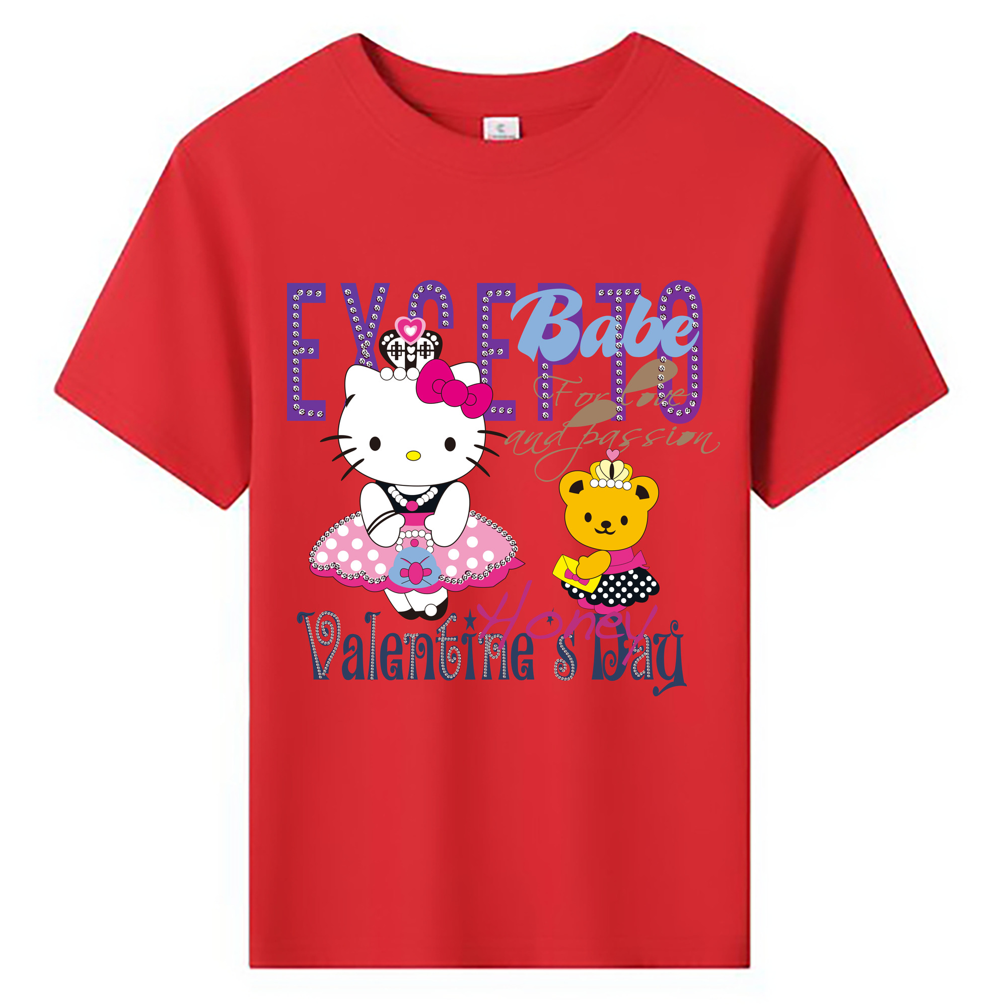 （画像用） Hello Kitty ハローキティ 綿100％キッズTシャツ（フロントプリント）