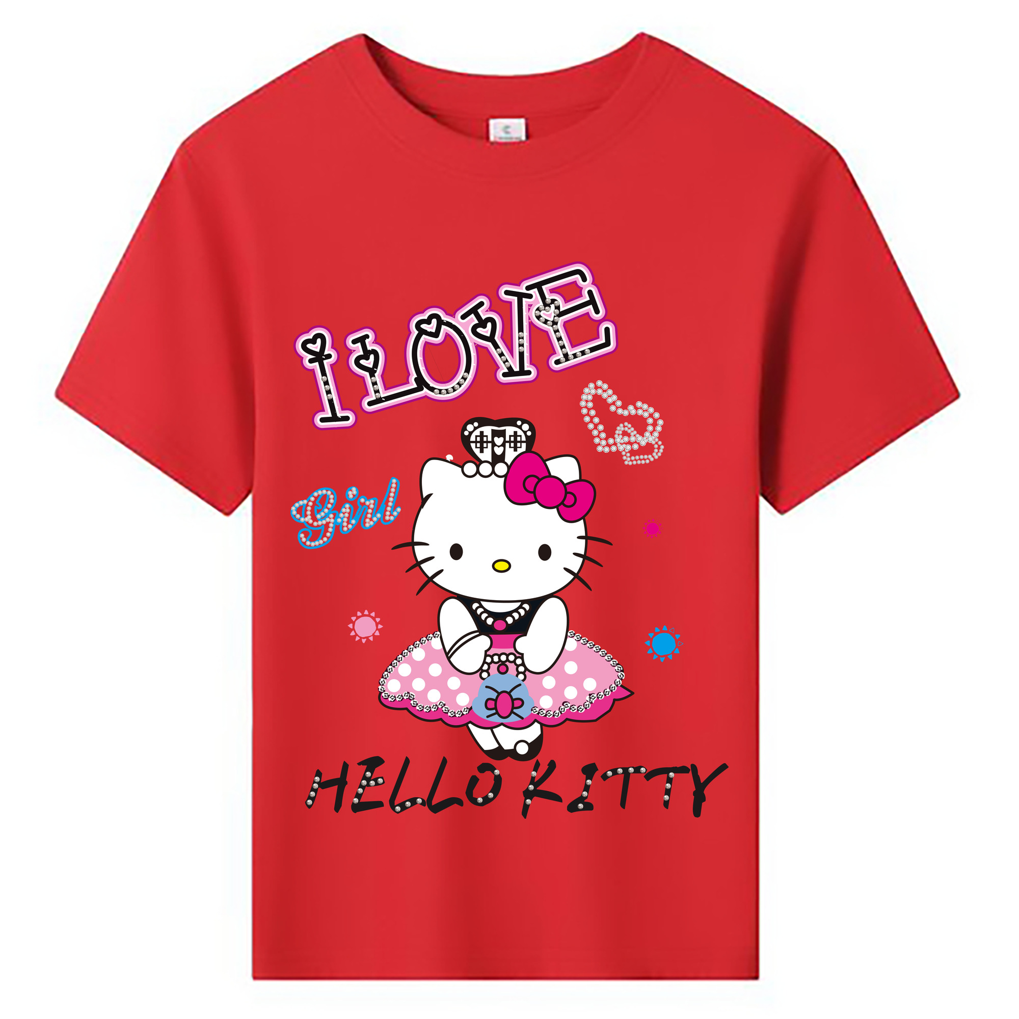 （画像用） Hello Kitty ハローキティ 綿100％キッズTシャツ（フロントプリント）
