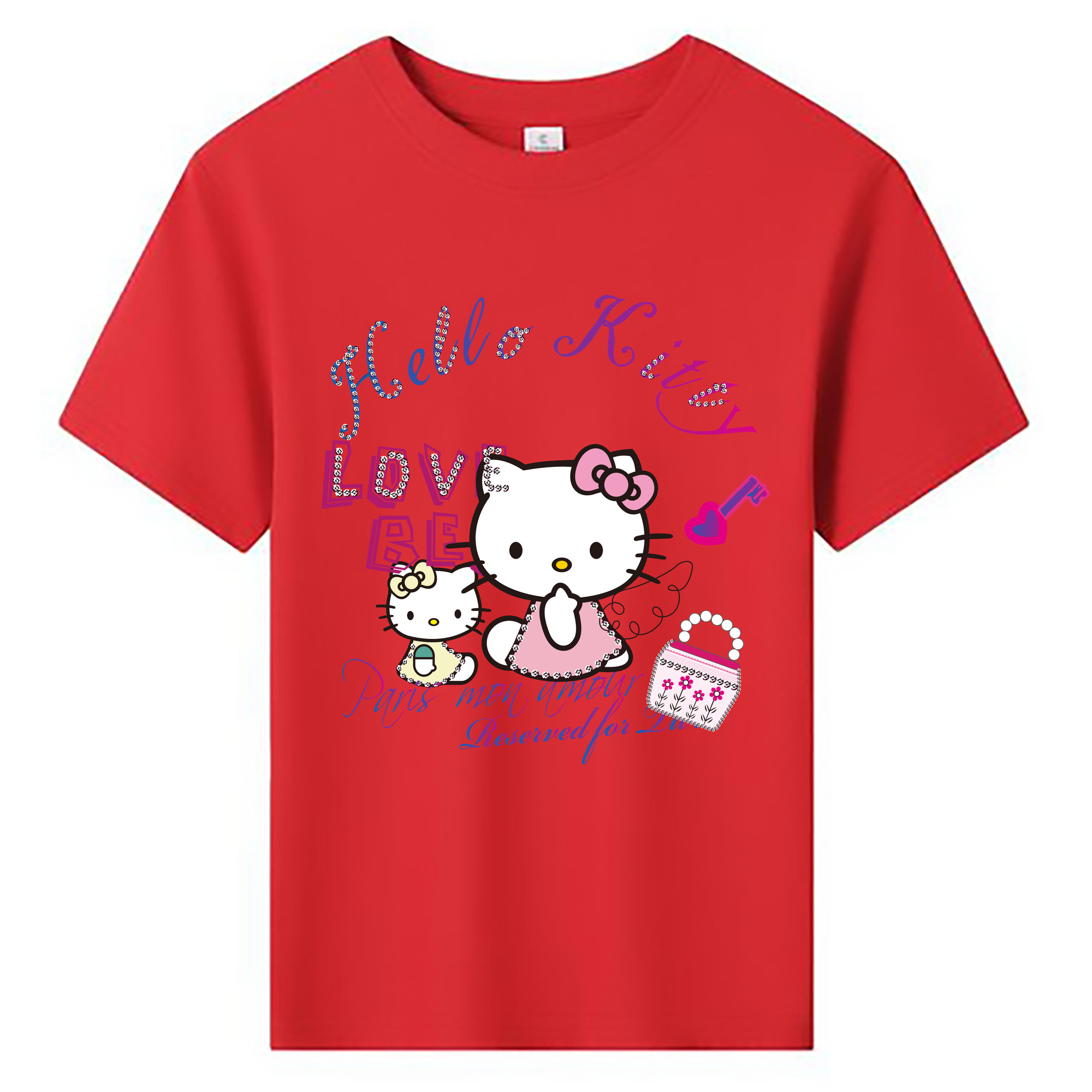 （画像用） Hello Kitty ハローキティ 綿100％キッズTシャツ（フロントプリント）
