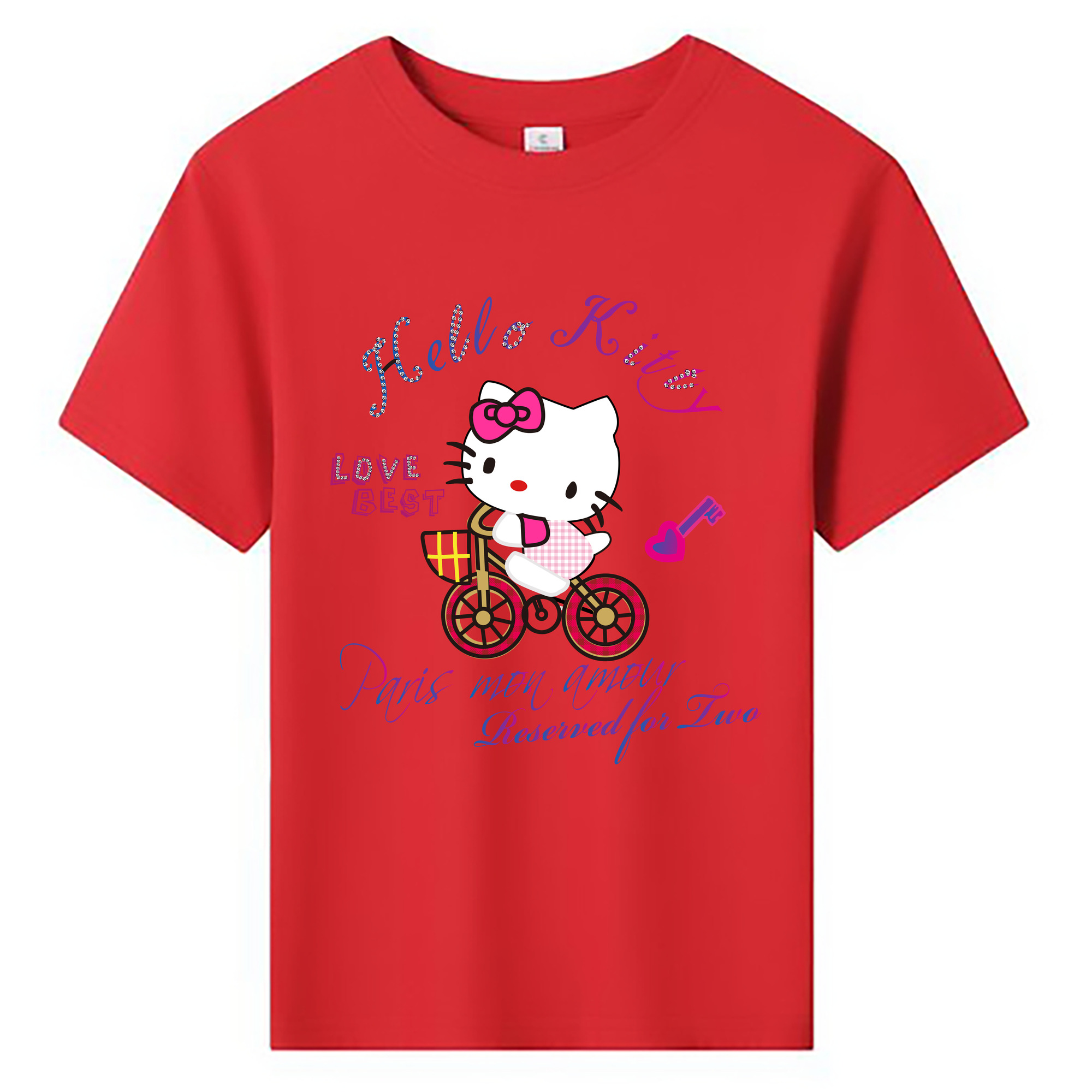 （画像用） Hello Kitty ハローキティ 綿100％キッズTシャツ（フロントプリント）