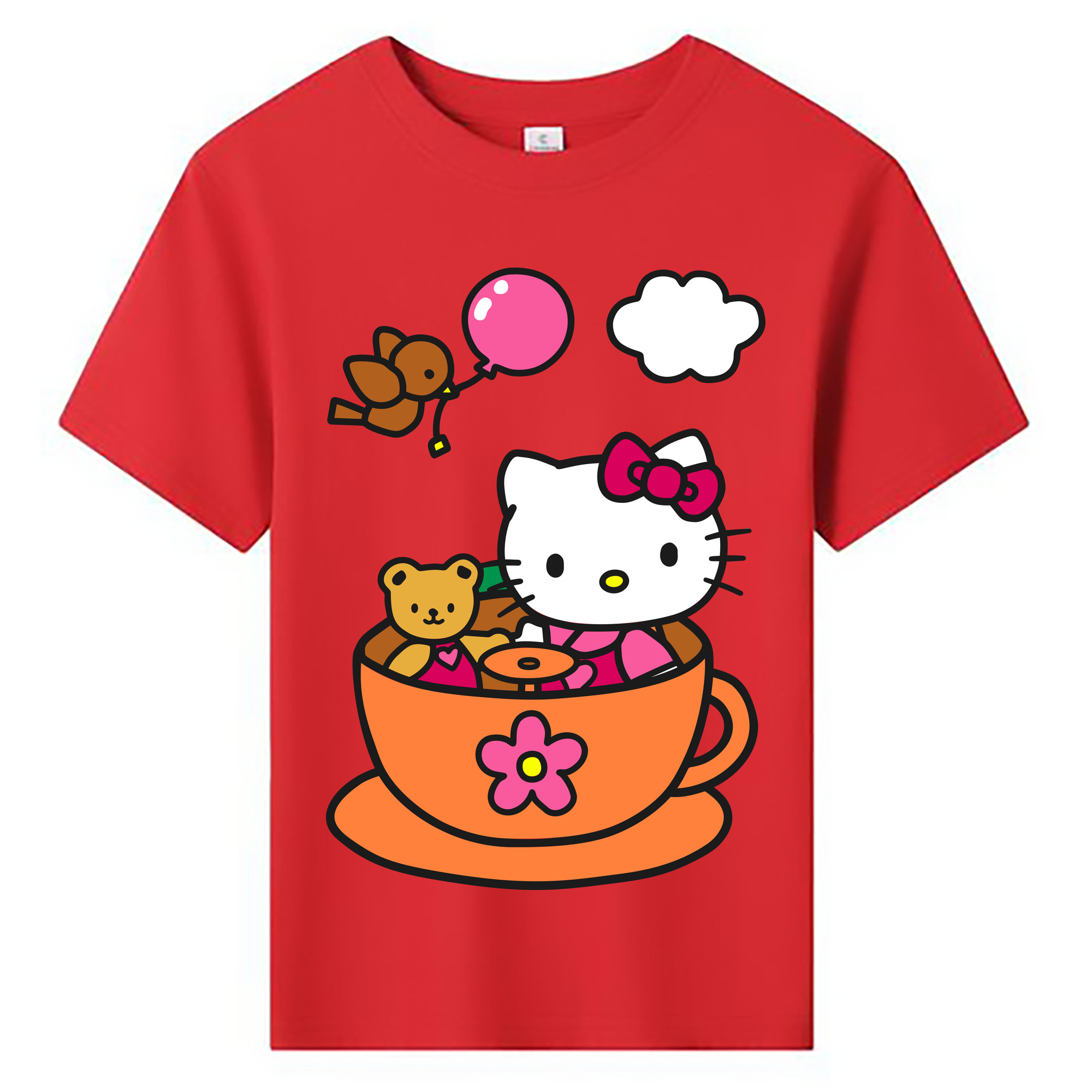 （画像用） Hello Kitty ハローキティ 綿100％キッズTシャツ（フロントプリント）