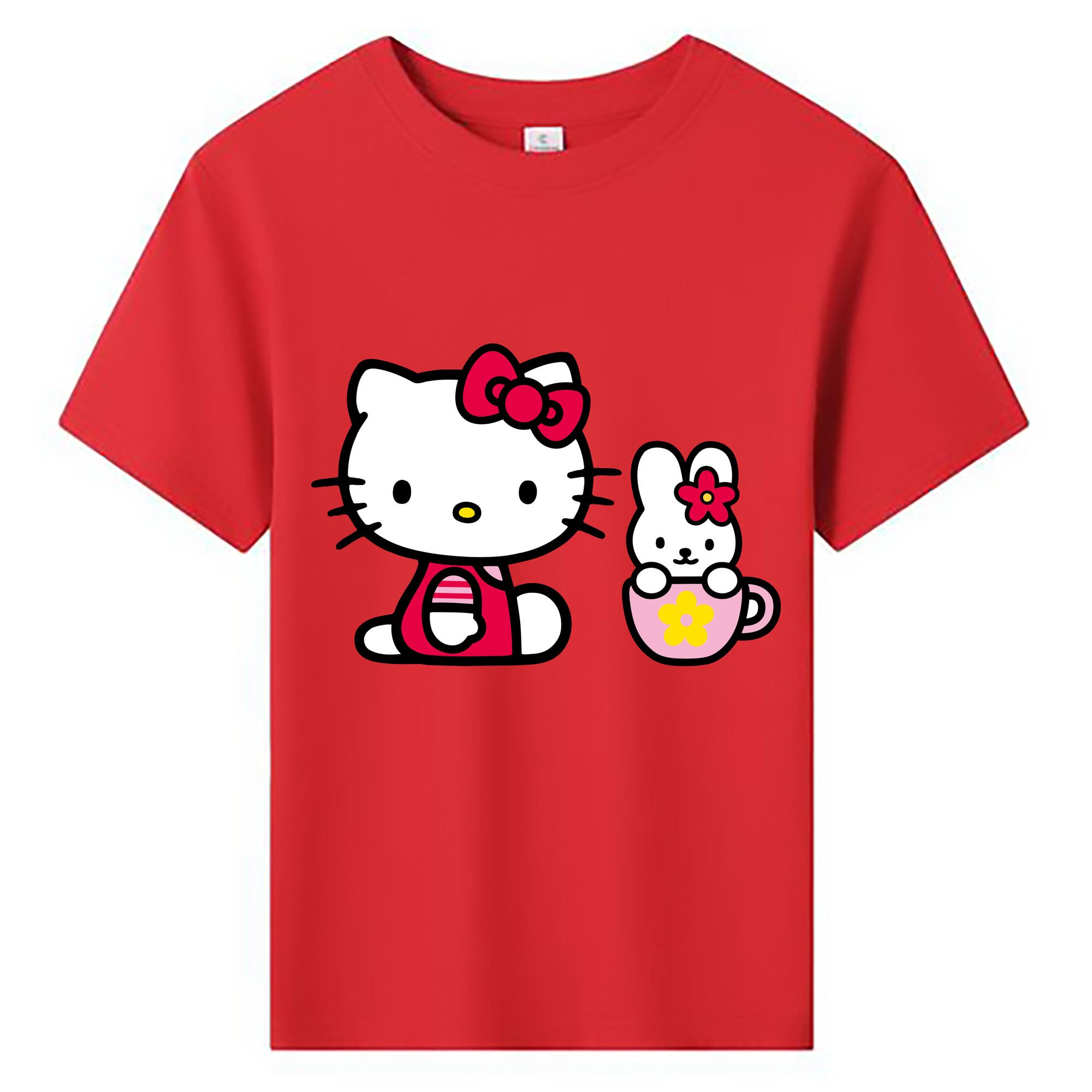 （画像用） Hello Kitty ハローキティ 綿100％キッズTシャツ（フロントプリント）