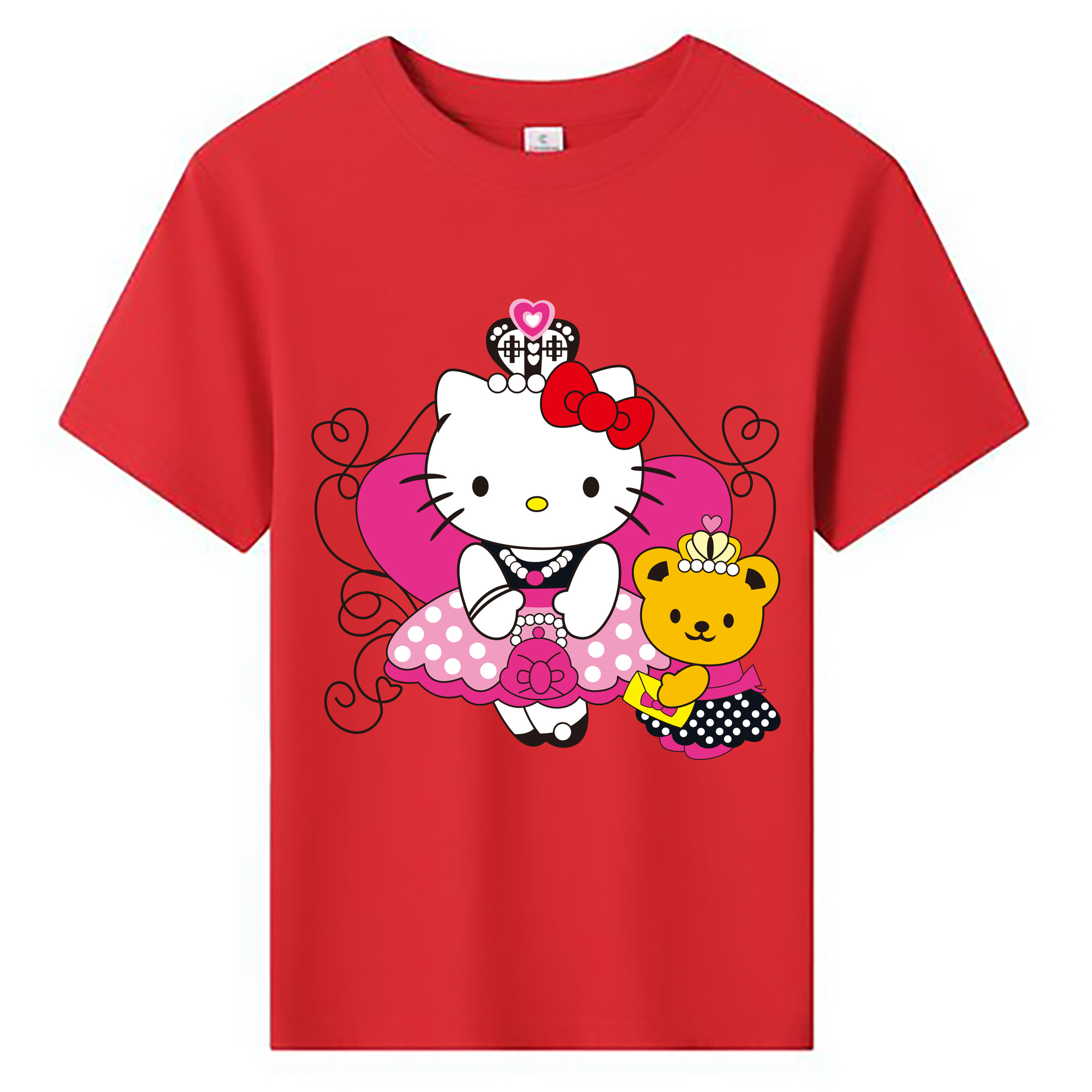 （画像用） Hello Kitty ハローキティ 綿100％キッズTシャツ（フロントプリント）