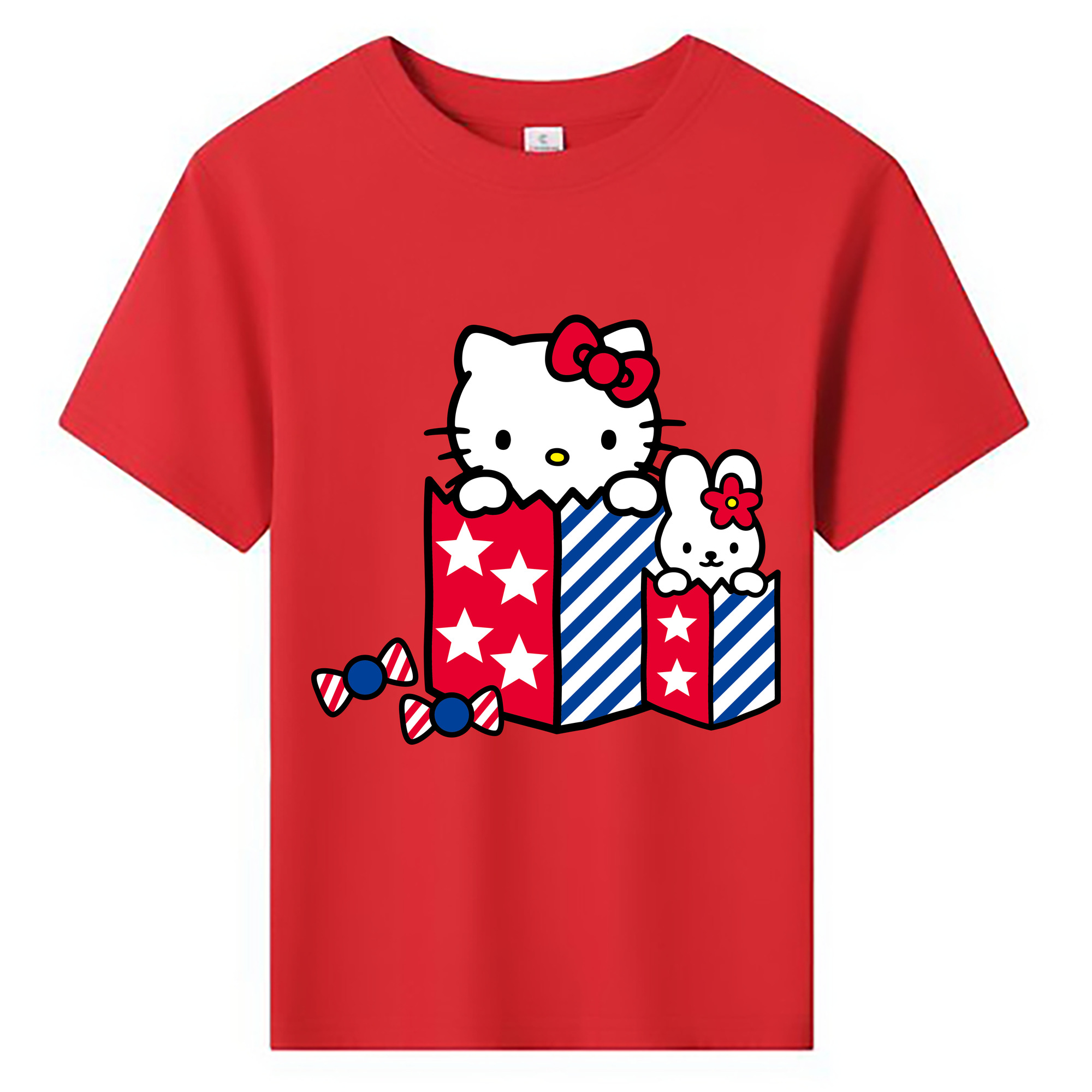 （画像用） Hello Kitty ハローキティ 綿100％キッズTシャツ（フロントプリント）